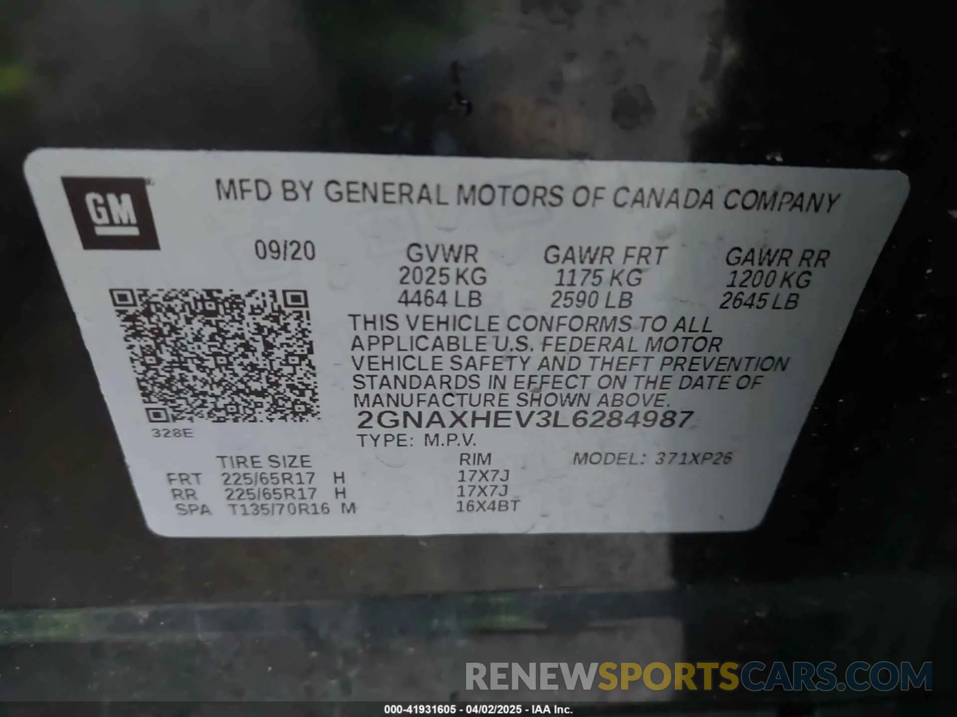 9 Photograph of a damaged car 2GNAXHEV3L6284987 CHEVROLET EQUINOX 2020