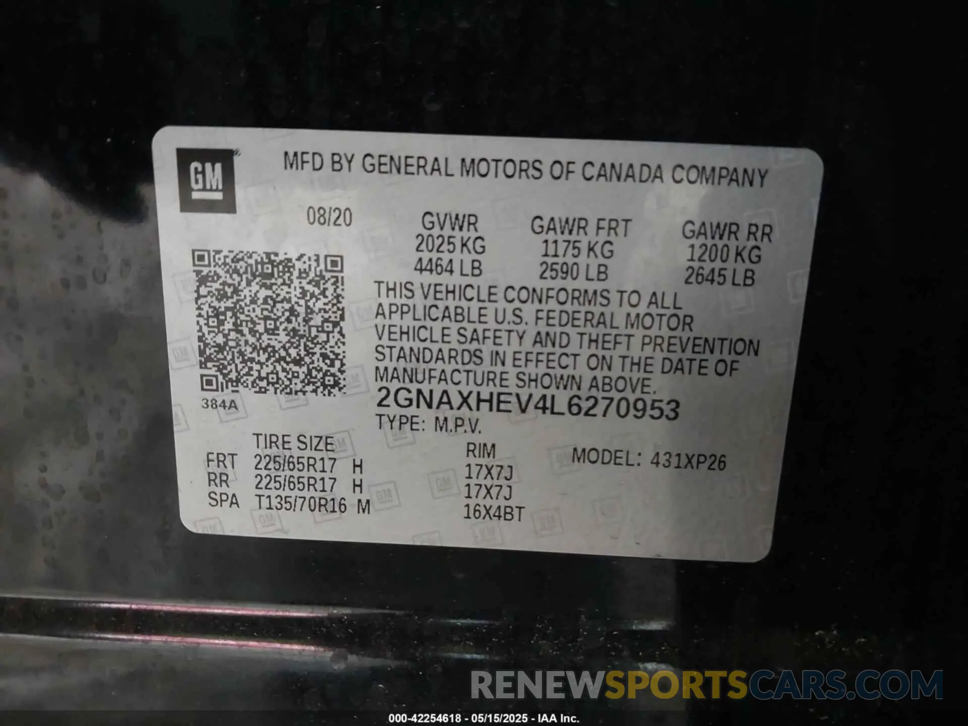 9 Photograph of a damaged car 2GNAXHEV4L6270953 CHEVROLET EQUINOX 2020