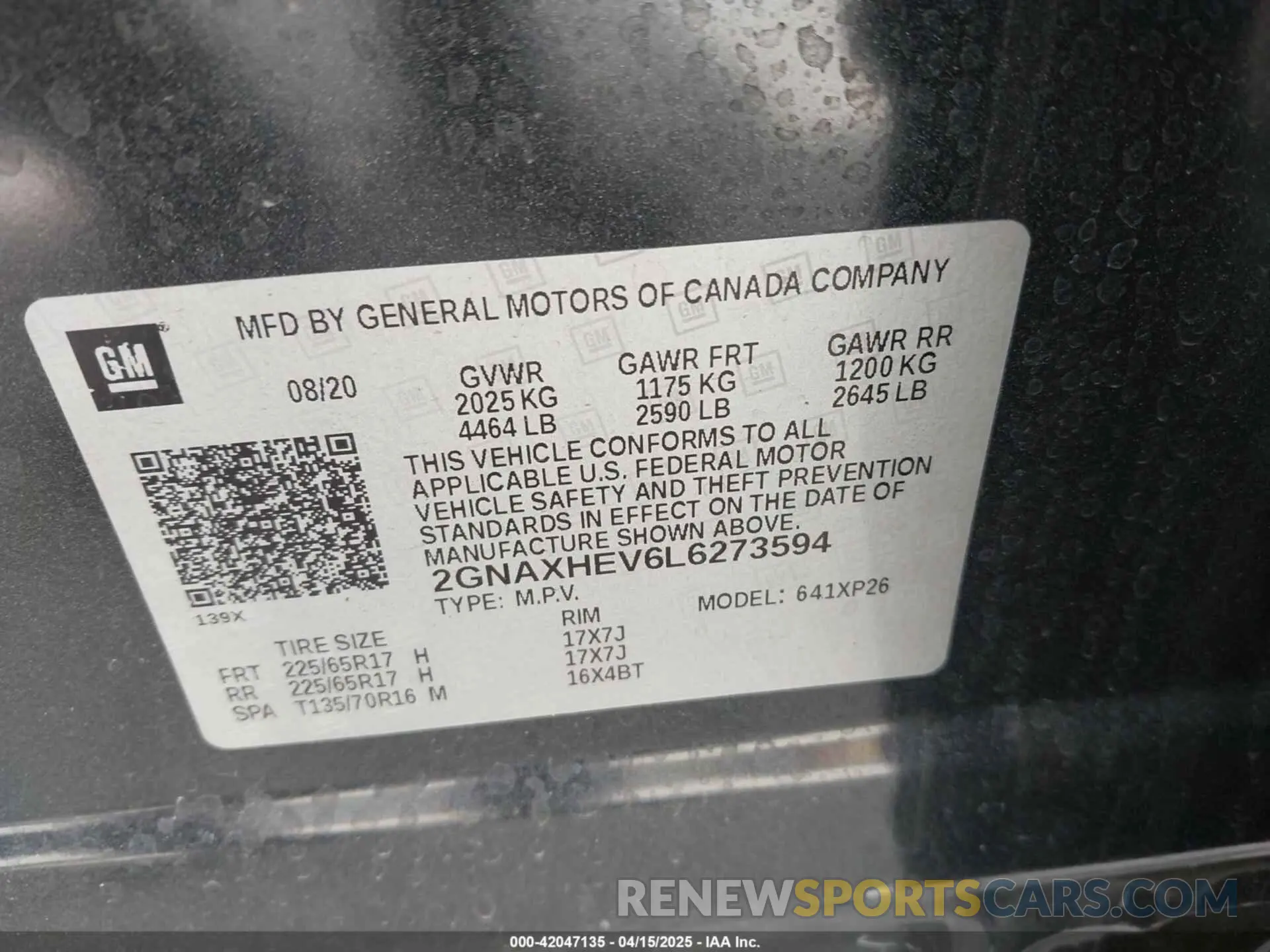 9 Photograph of a damaged car 2GNAXHEV6L6273594 CHEVROLET EQUINOX 2020