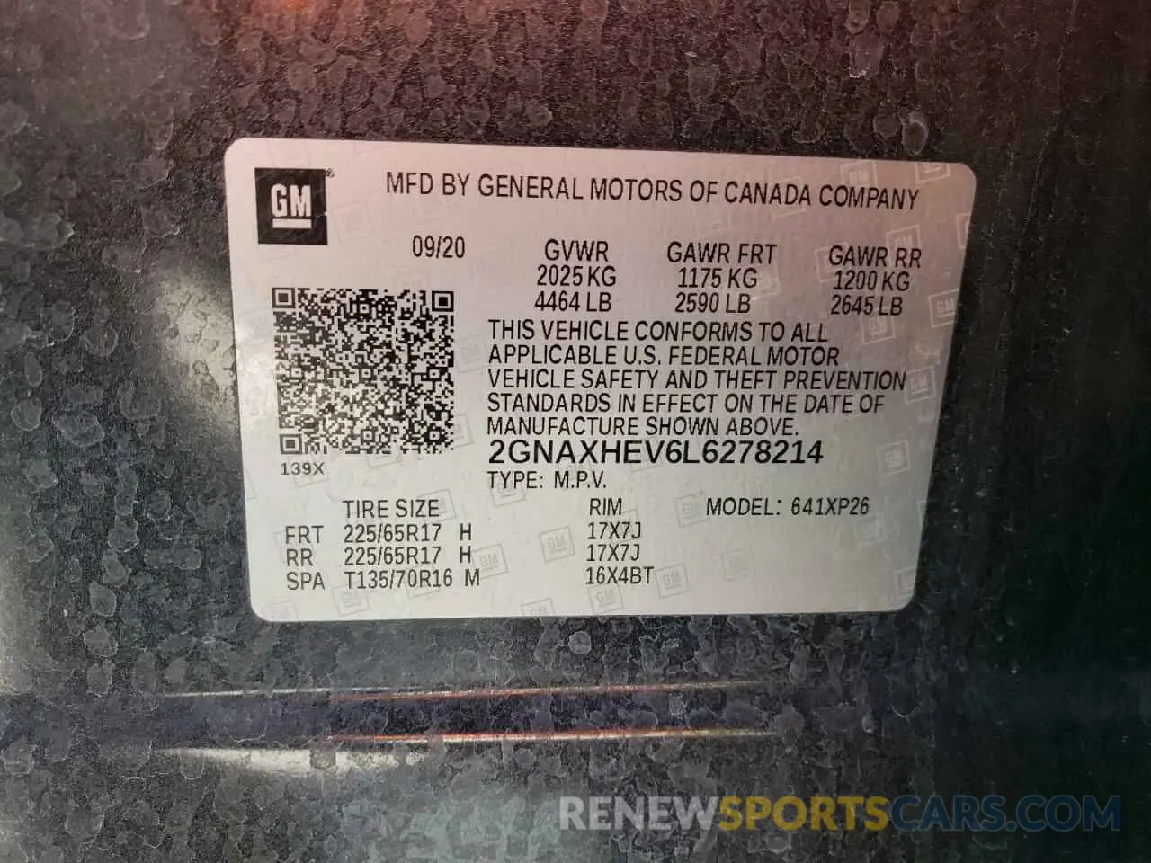 15 Photograph of a damaged car 2GNAXHEV6L6278214 CHEVROLET EQUINOX 2020