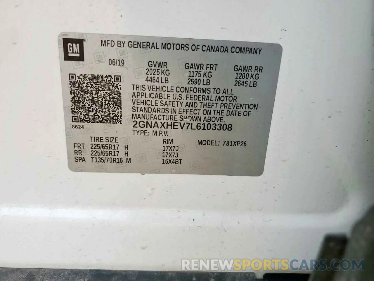13 Photograph of a damaged car 2GNAXHEV7L6103308 CHEVROLET EQUINOX 2020