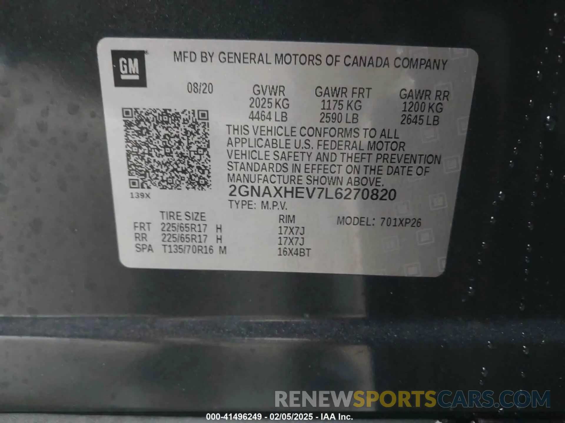 9 Photograph of a damaged car 2GNAXHEV7L6270820 CHEVROLET EQUINOX 2020