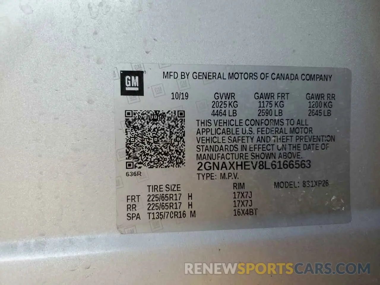 14 Photograph of a damaged car 2GNAXHEV8L6166563 CHEVROLET EQUINOX 2020