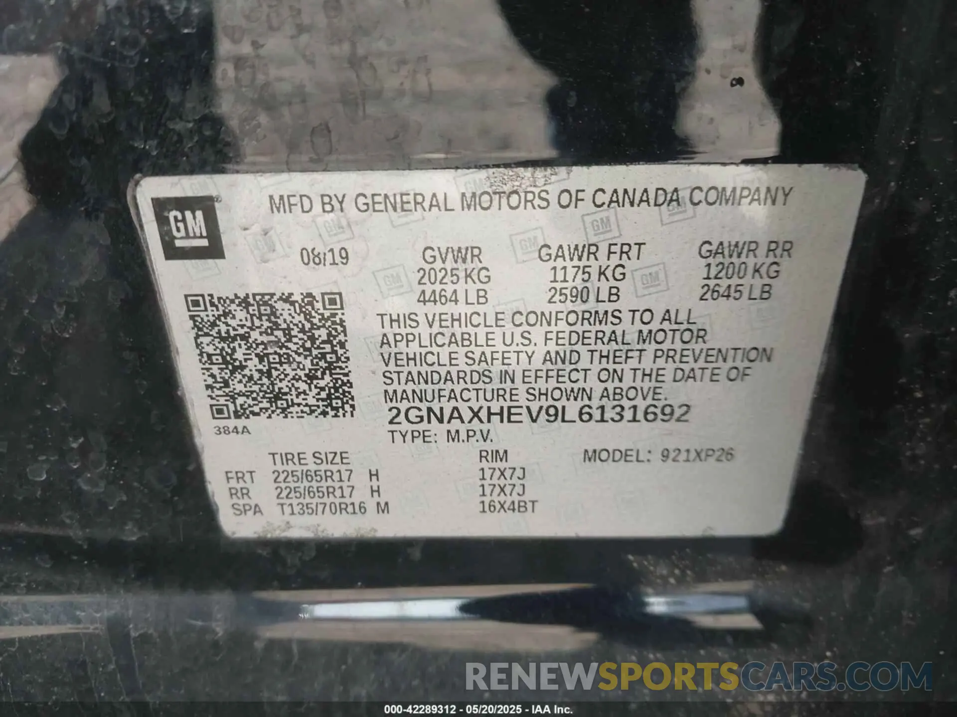 9 Photograph of a damaged car 2GNAXHEV9L6131692 CHEVROLET EQUINOX 2020
