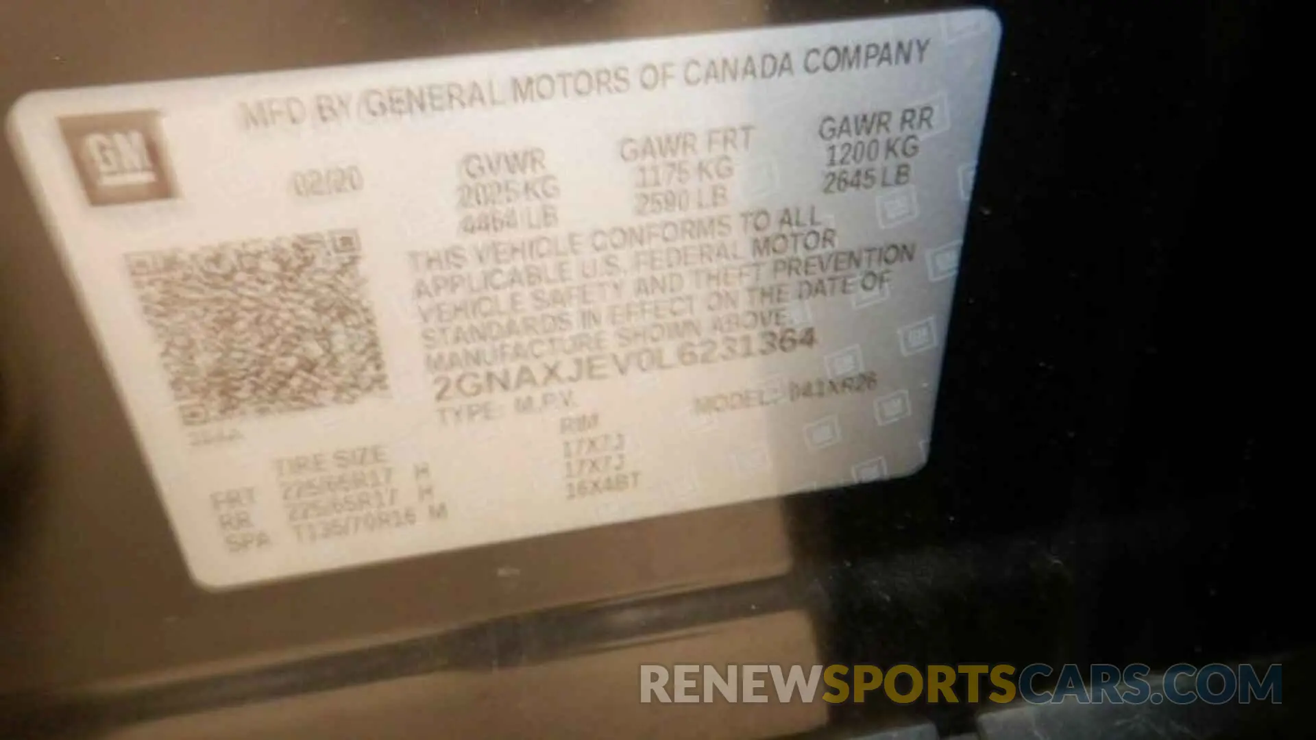 16 Photograph of a damaged car 2GNAXJEV0L6231364 CHEVROLET EQUINOX 2020