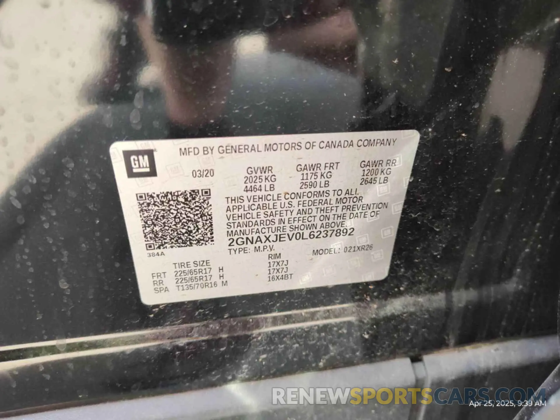 32 Photograph of a damaged car 2GNAXJEV0L6237892 CHEVROLET EQUINOX 2020