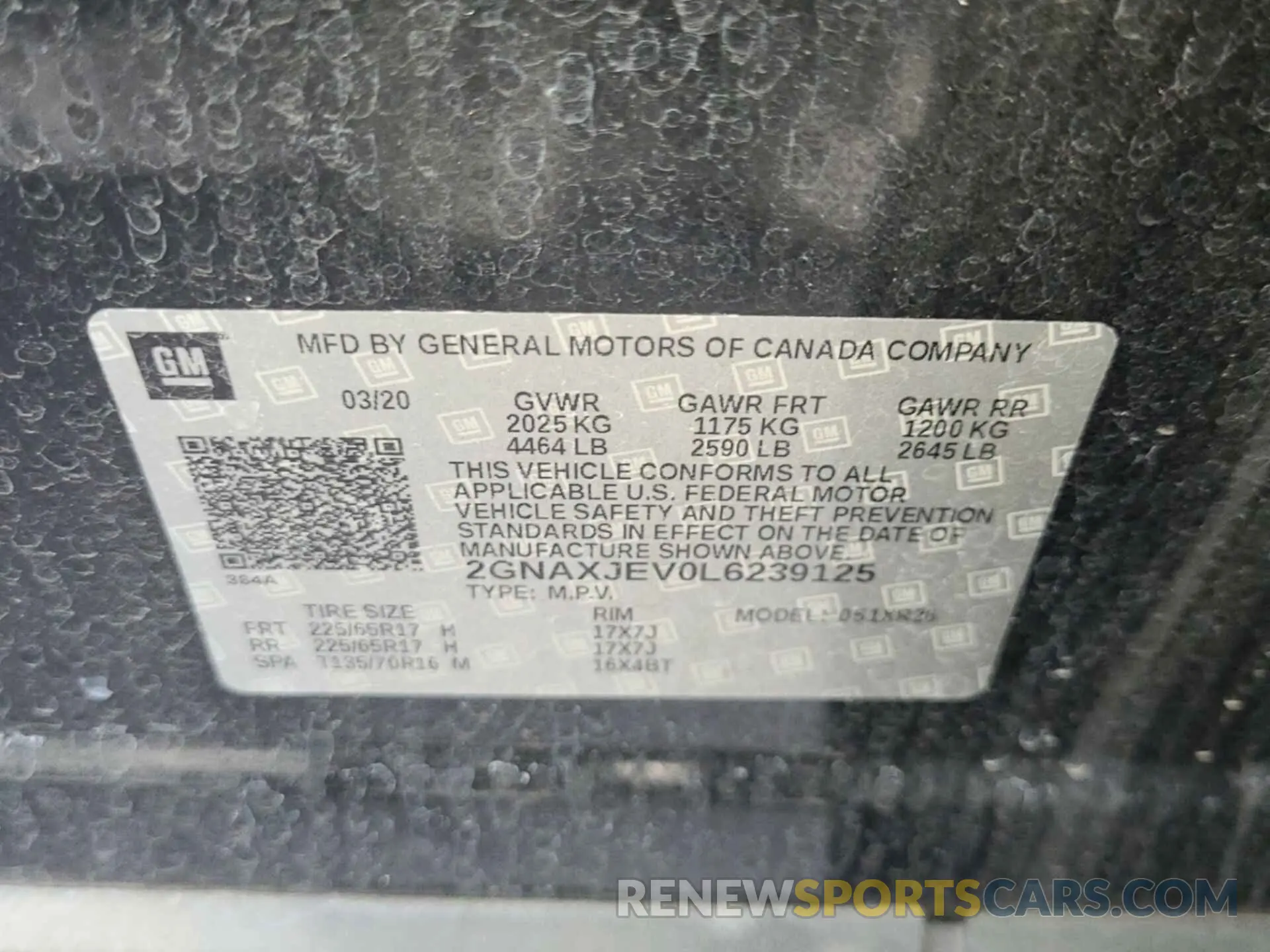 1 Photograph of a damaged car 2GNAXJEV0L6239125 CHEVROLET EQUINOX 2020