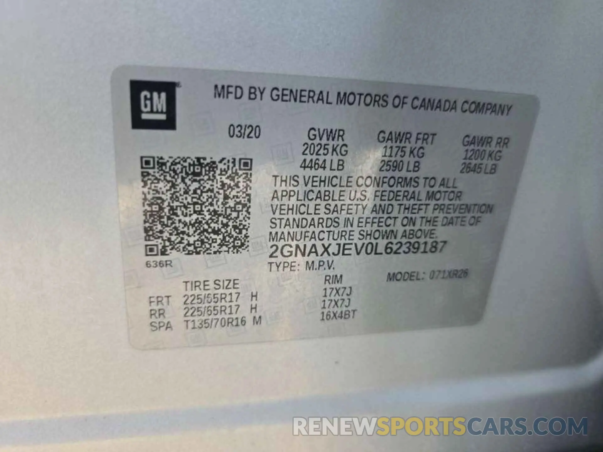 18 Photograph of a damaged car 2GNAXJEV0L6239187 CHEVROLET EQUINOX 2020