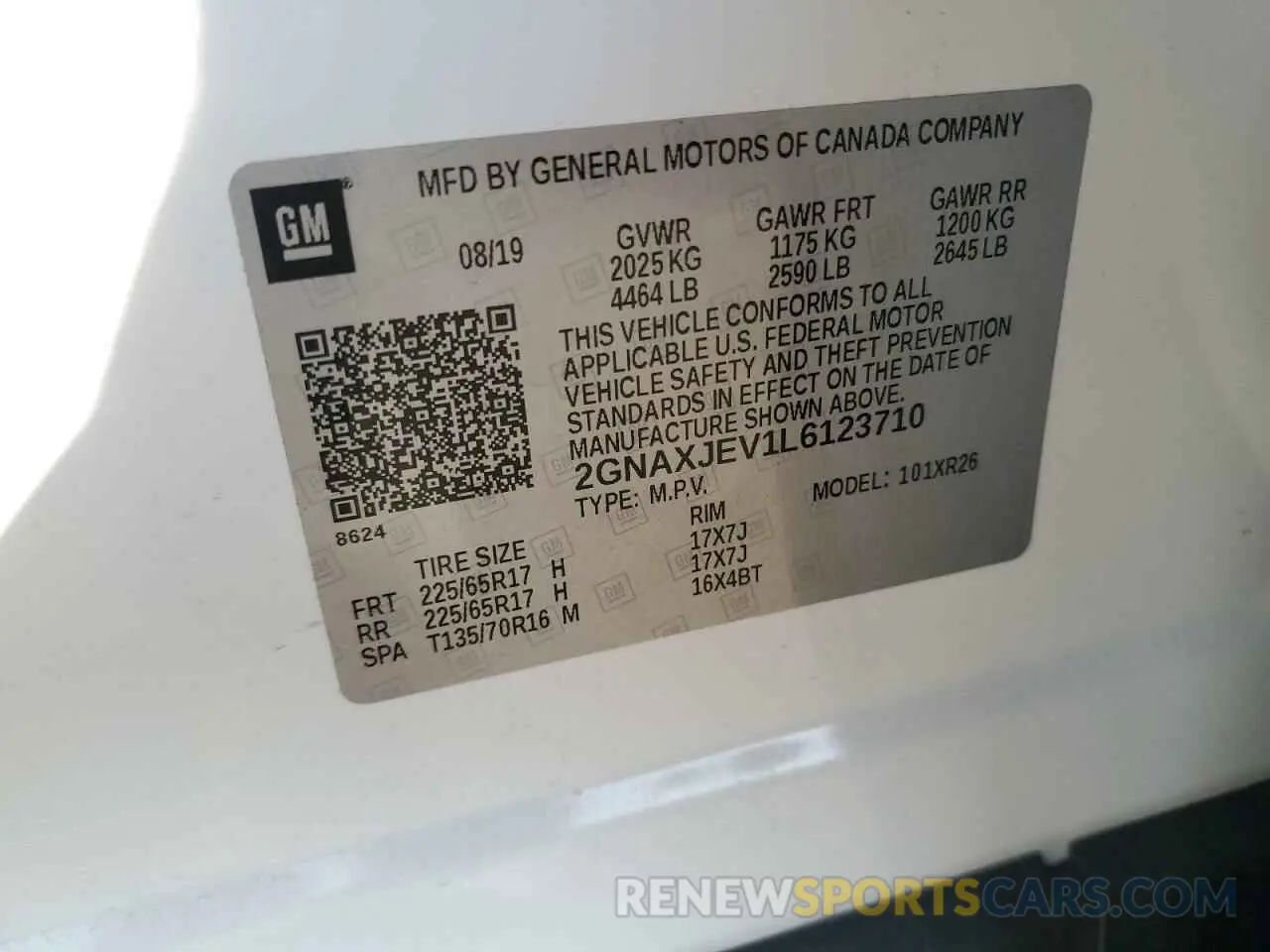 13 Photograph of a damaged car 2GNAXJEV1L6123710 CHEVROLET EQUINOX 2020