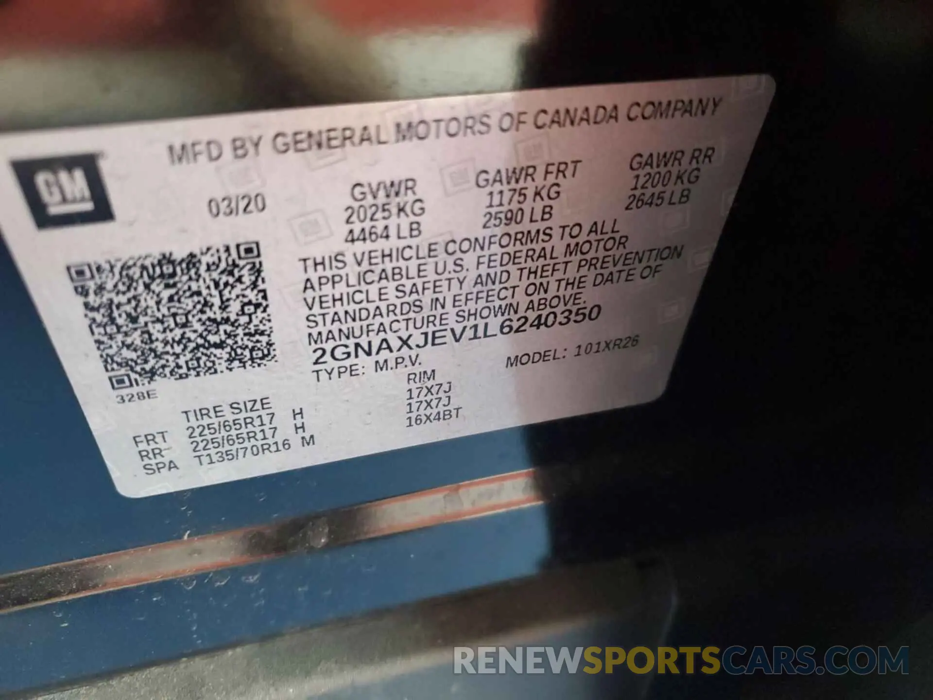 12 Photograph of a damaged car 2GNAXJEV1L6240350 CHEVROLET EQUINOX 2020
