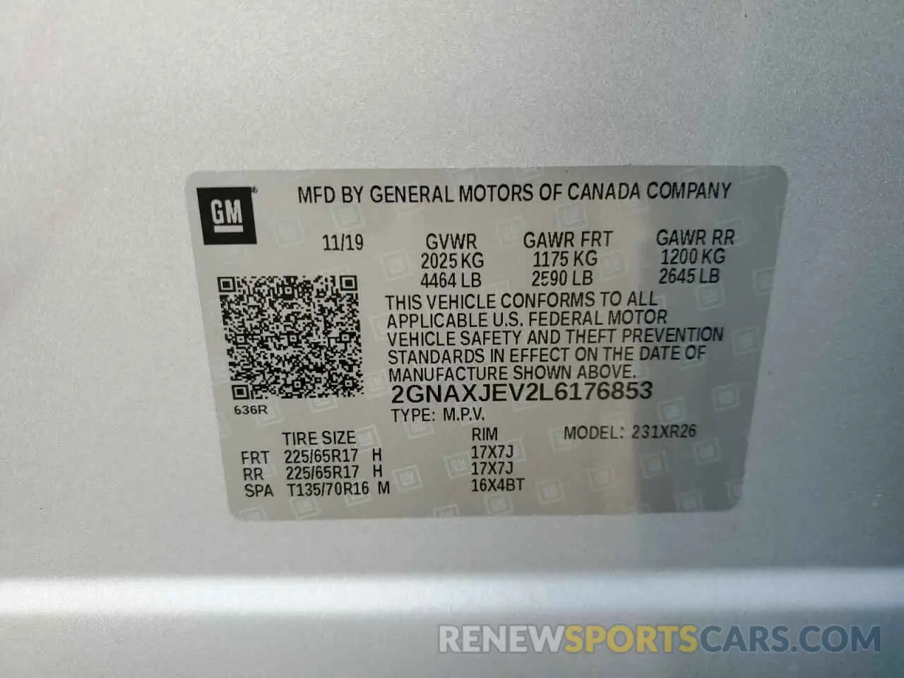 13 Photograph of a damaged car 2GNAXJEV2L6176853 CHEVROLET EQUINOX 2020