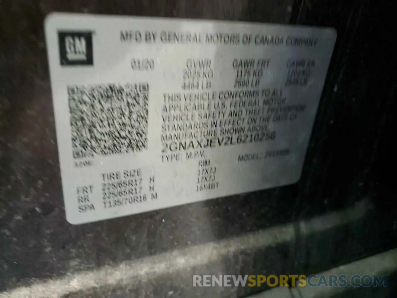 13 Photograph of a damaged car 2GNAXJEV2L6210256 CHEVROLET EQUINOX 2020