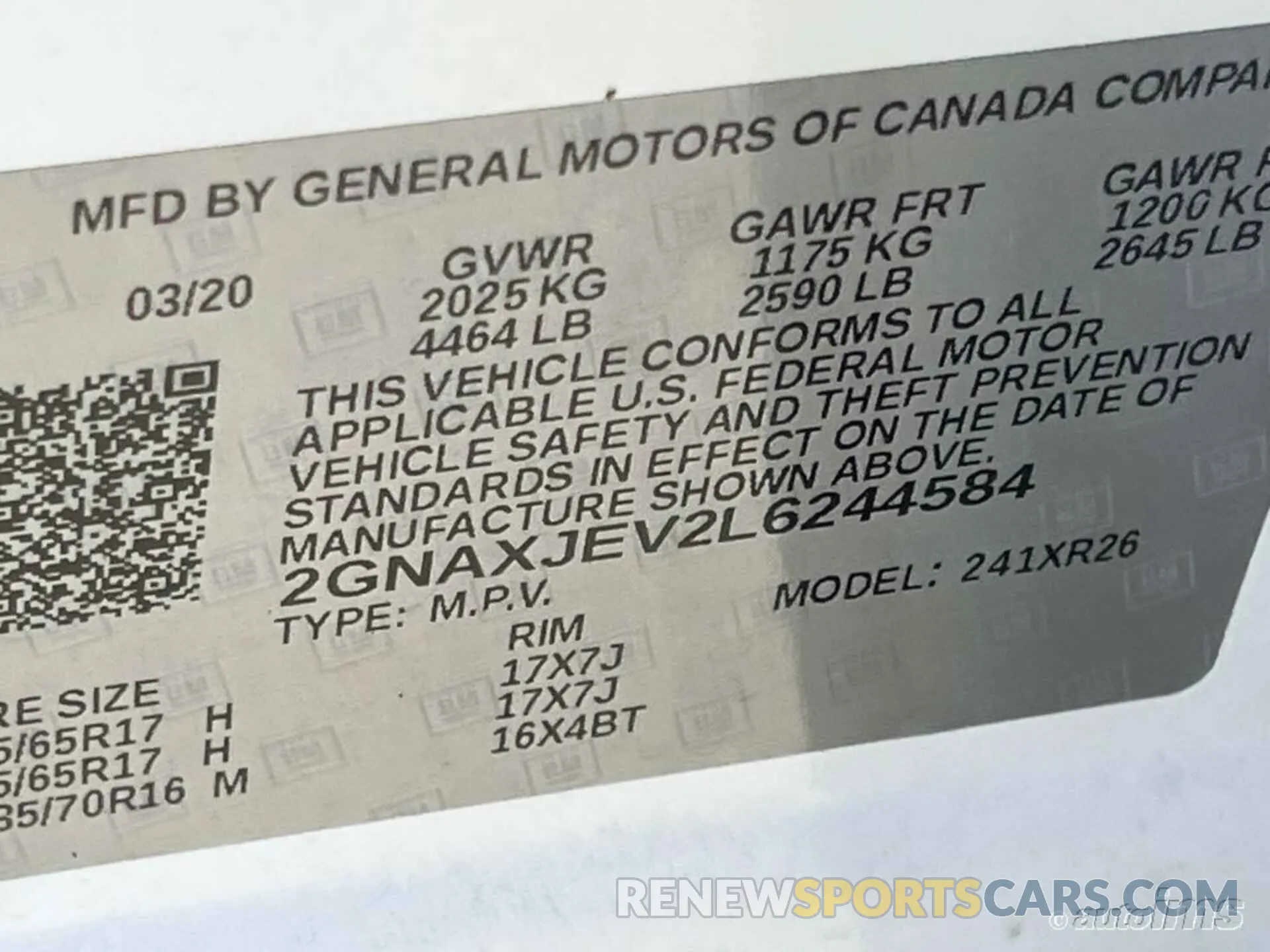 10 Photograph of a damaged car 2GNAXJEV2L6244584 CHEVROLET EQUINOX 2020