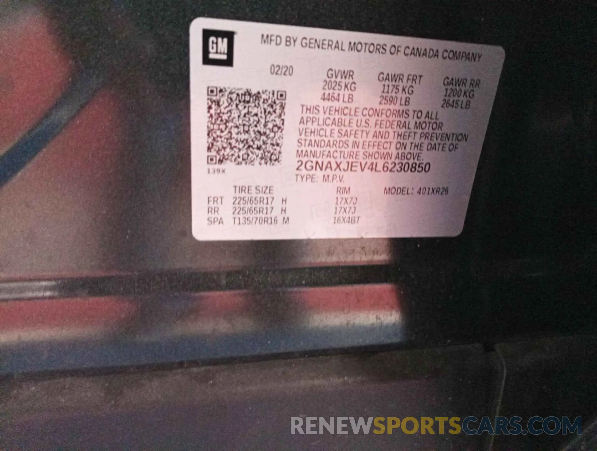 6 Photograph of a damaged car 2GNAXJEV4L6230850 CHEVROLET EQUINOX 2020
