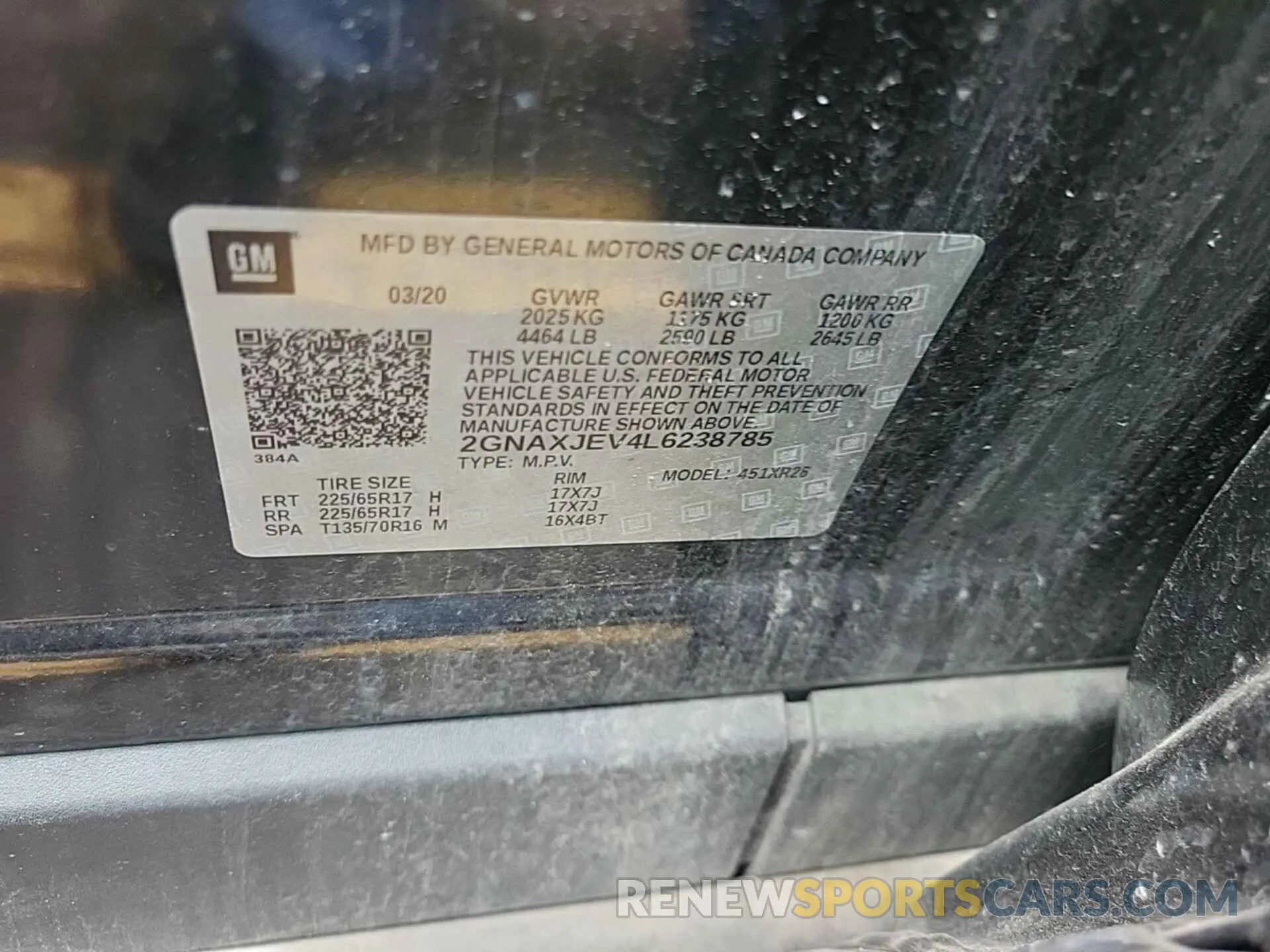 3 Photograph of a damaged car 2GNAXJEV4L6238785 CHEVROLET EQUINOX 2020