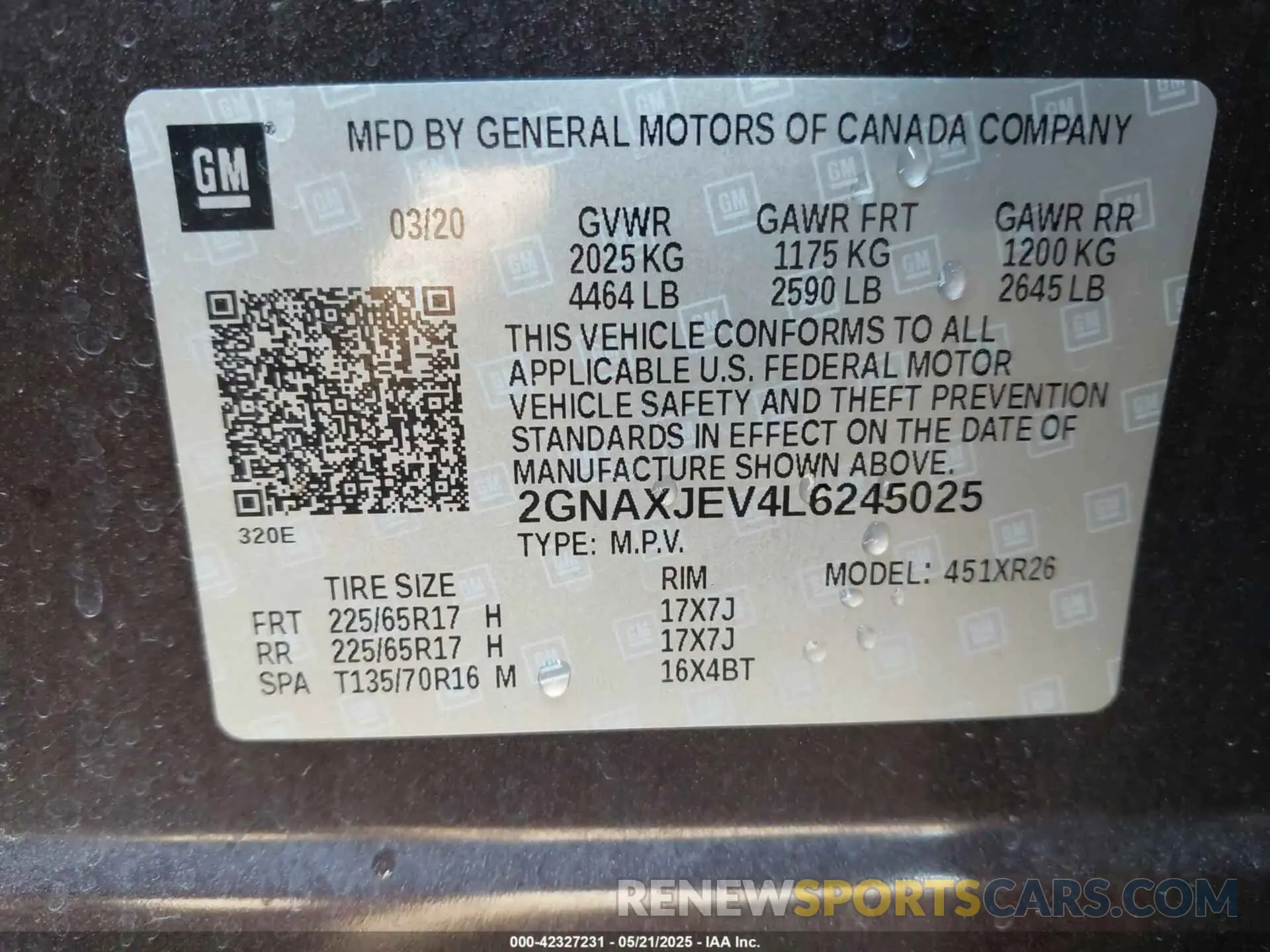 9 Photograph of a damaged car 2GNAXJEV4L6245025 CHEVROLET EQUINOX 2020