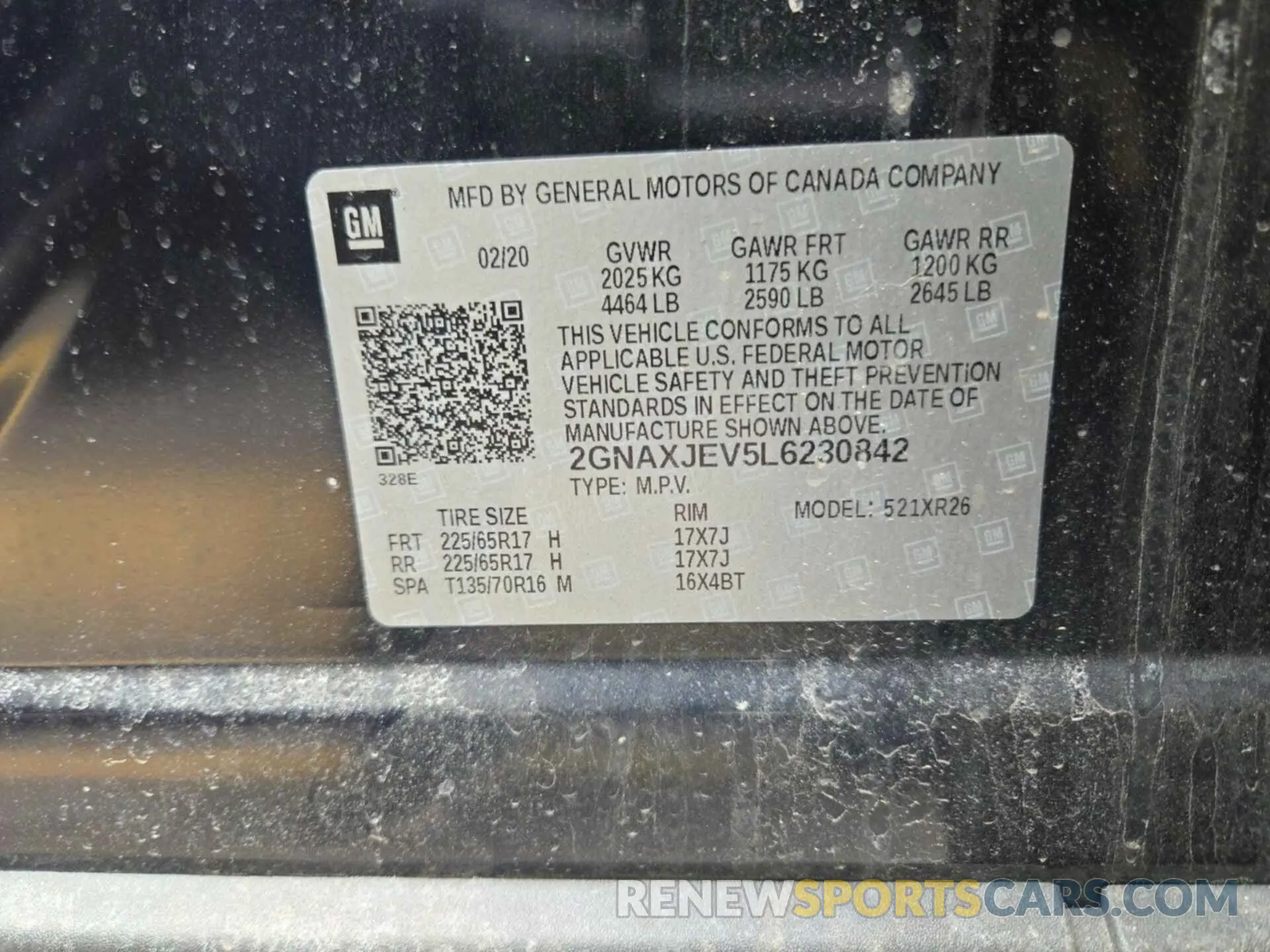 53 Photograph of a damaged car 2GNAXJEV5L6230842 CHEVROLET EQUINOX 2020