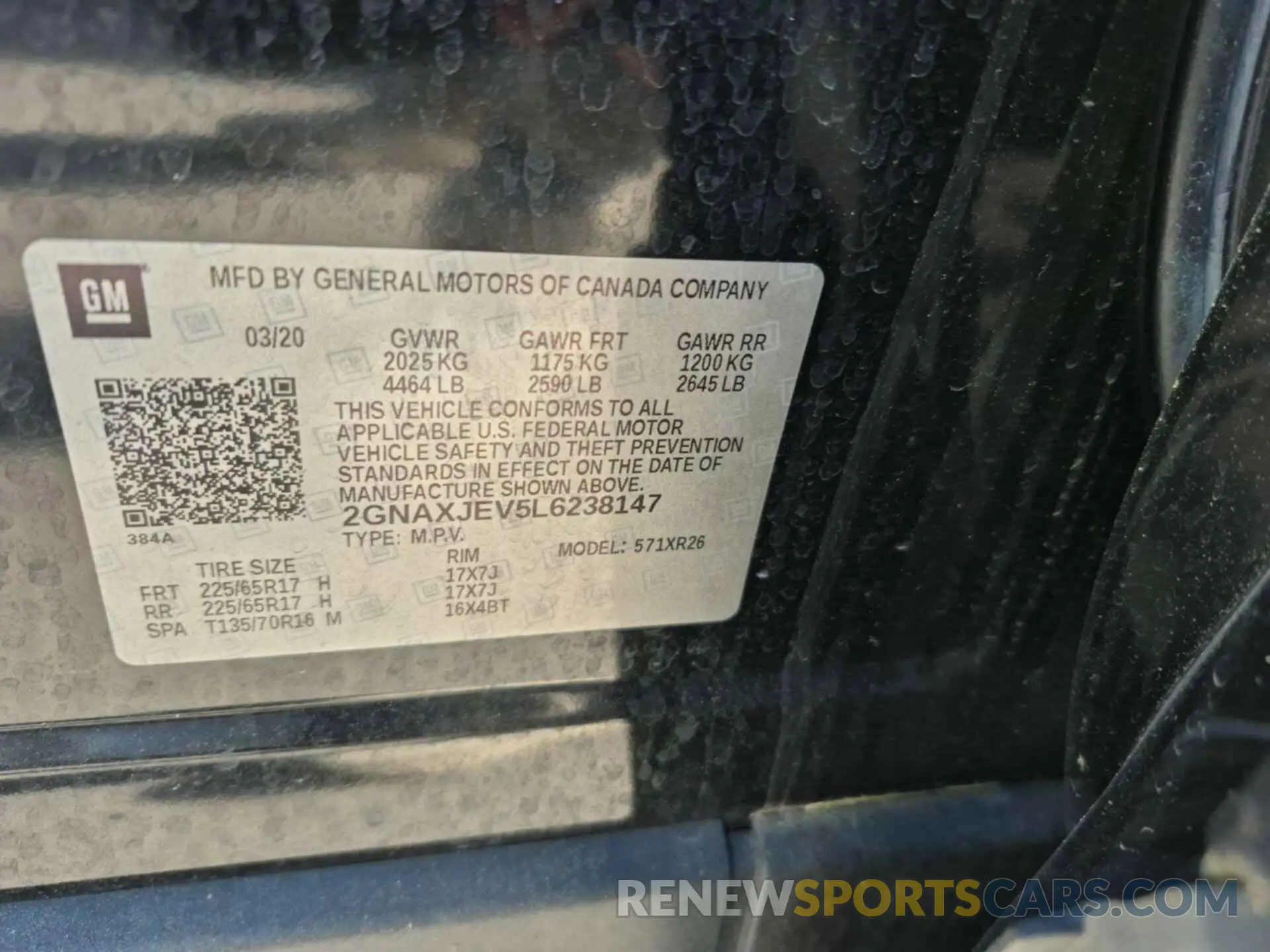 10 Photograph of a damaged car 2GNAXJEV5L6238147 CHEVROLET EQUINOX 2020