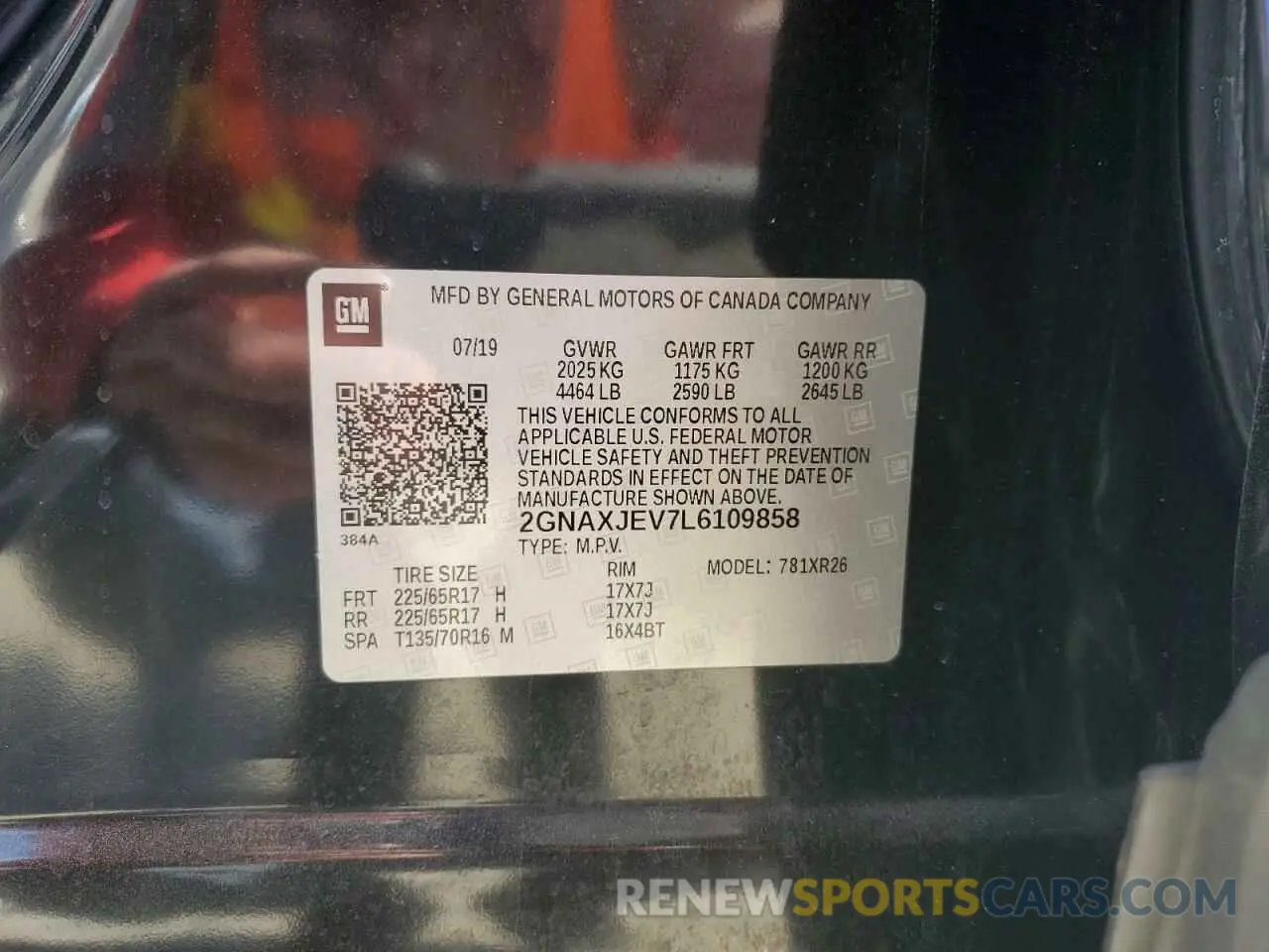 13 Photograph of a damaged car 2GNAXJEV7L6109858 CHEVROLET EQUINOX 2020