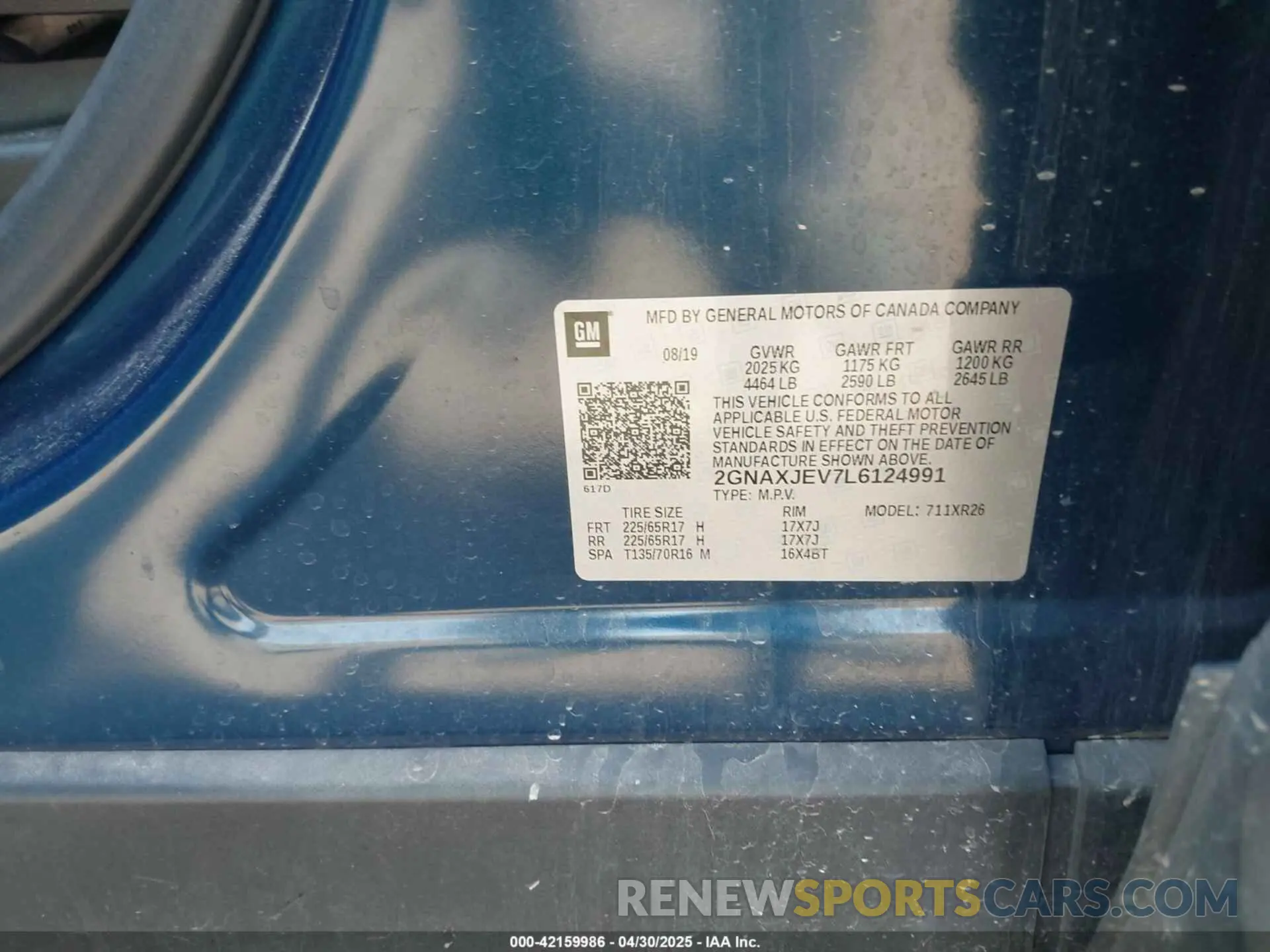 9 Photograph of a damaged car 2GNAXJEV7L6124991 CHEVROLET EQUINOX 2020