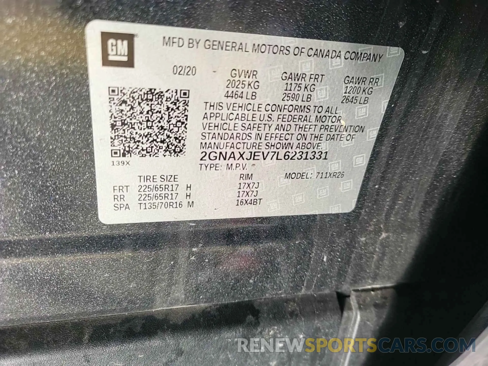 12 Photograph of a damaged car 2GNAXJEV7L6231331 CHEVROLET EQUINOX 2020