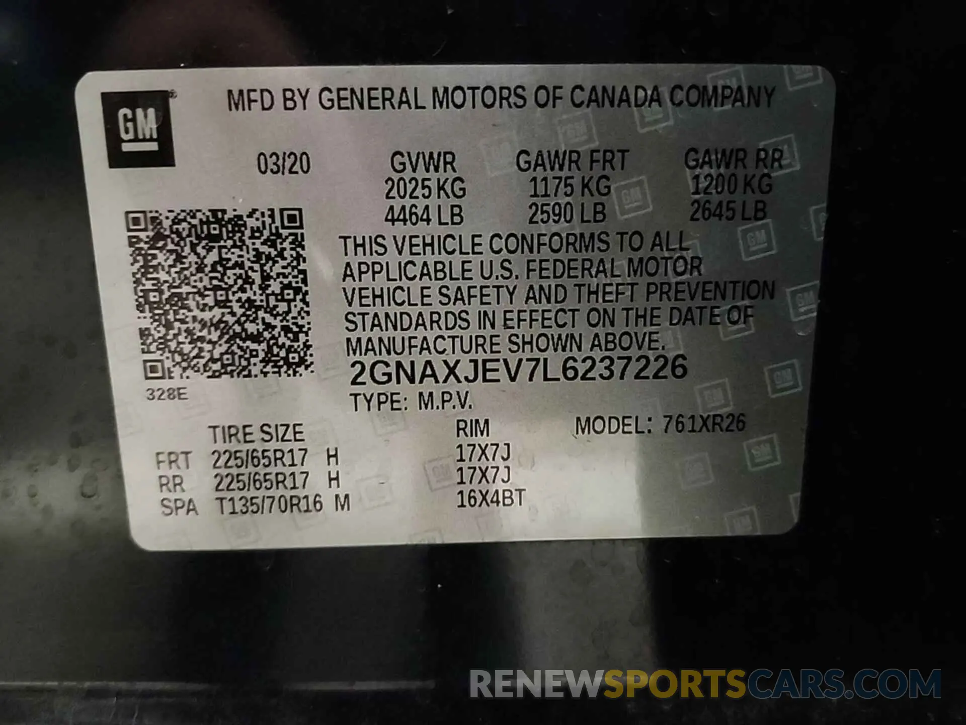 3 Photograph of a damaged car 2GNAXJEV7L6237226 CHEVROLET EQUINOX 2020