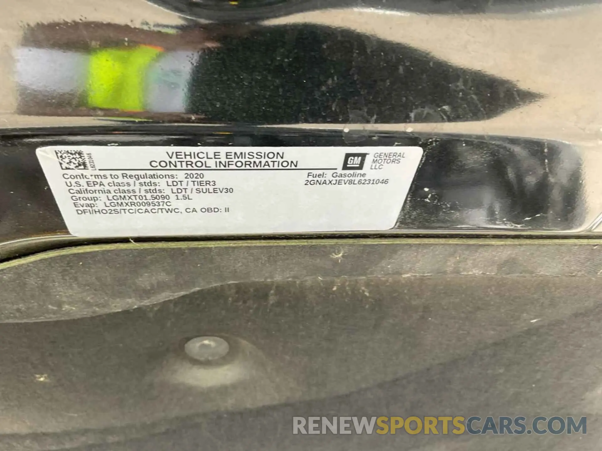 1 Photograph of a damaged car 2GNAXJEV8L6231046 CHEVROLET EQUINOX 2020