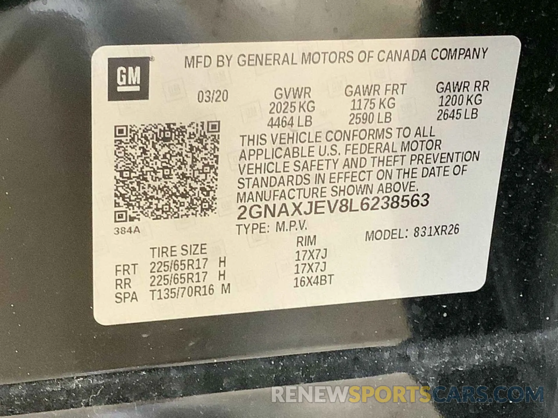 25 Photograph of a damaged car 2GNAXJEV8L6238563 CHEVROLET EQUINOX 2020