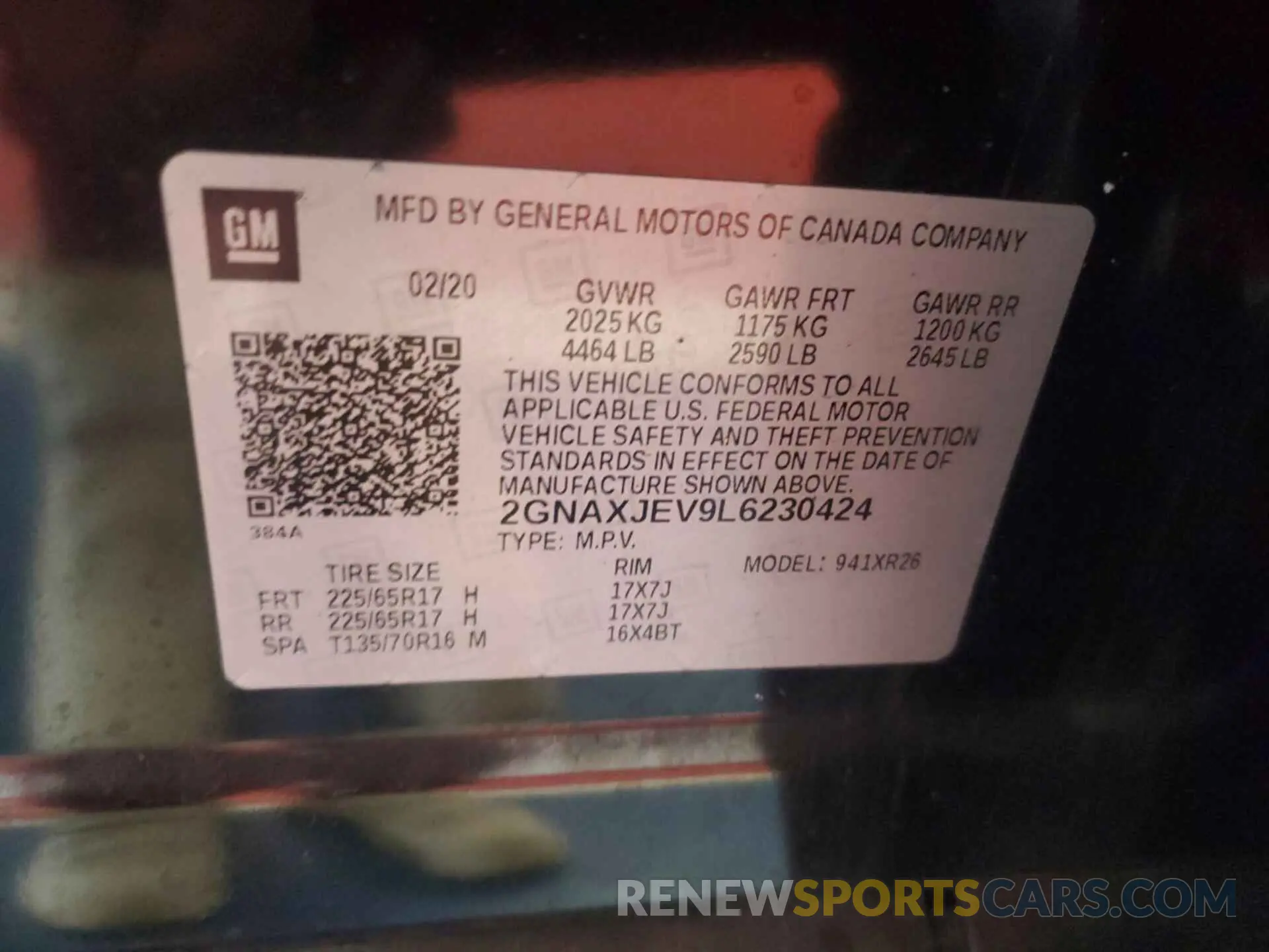 27 Photograph of a damaged car 2GNAXJEV9L6230424 CHEVROLET EQUINOX 2020