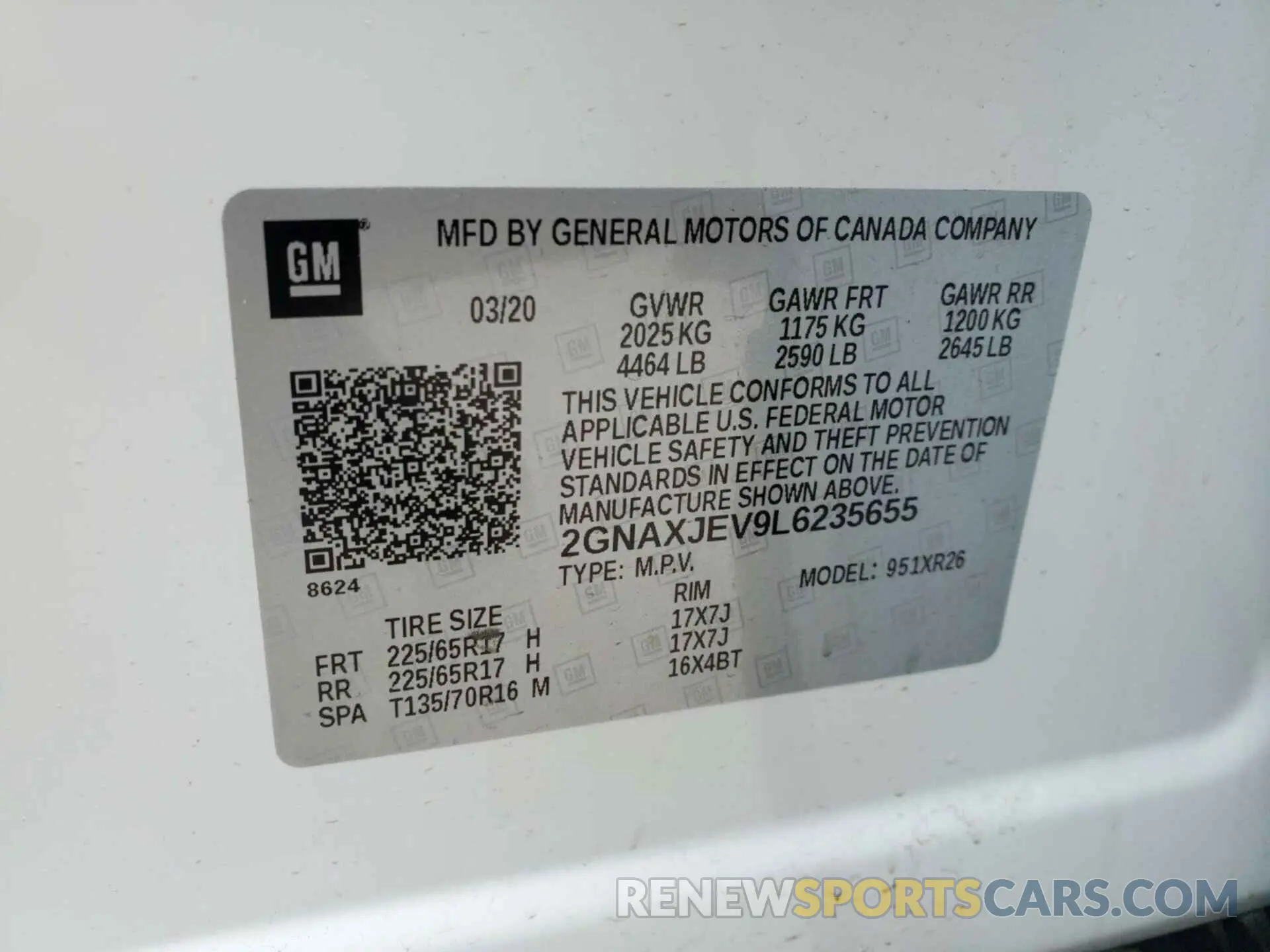 10 Photograph of a damaged car 2GNAXJEV9L6235655 CHEVROLET EQUINOX 2020