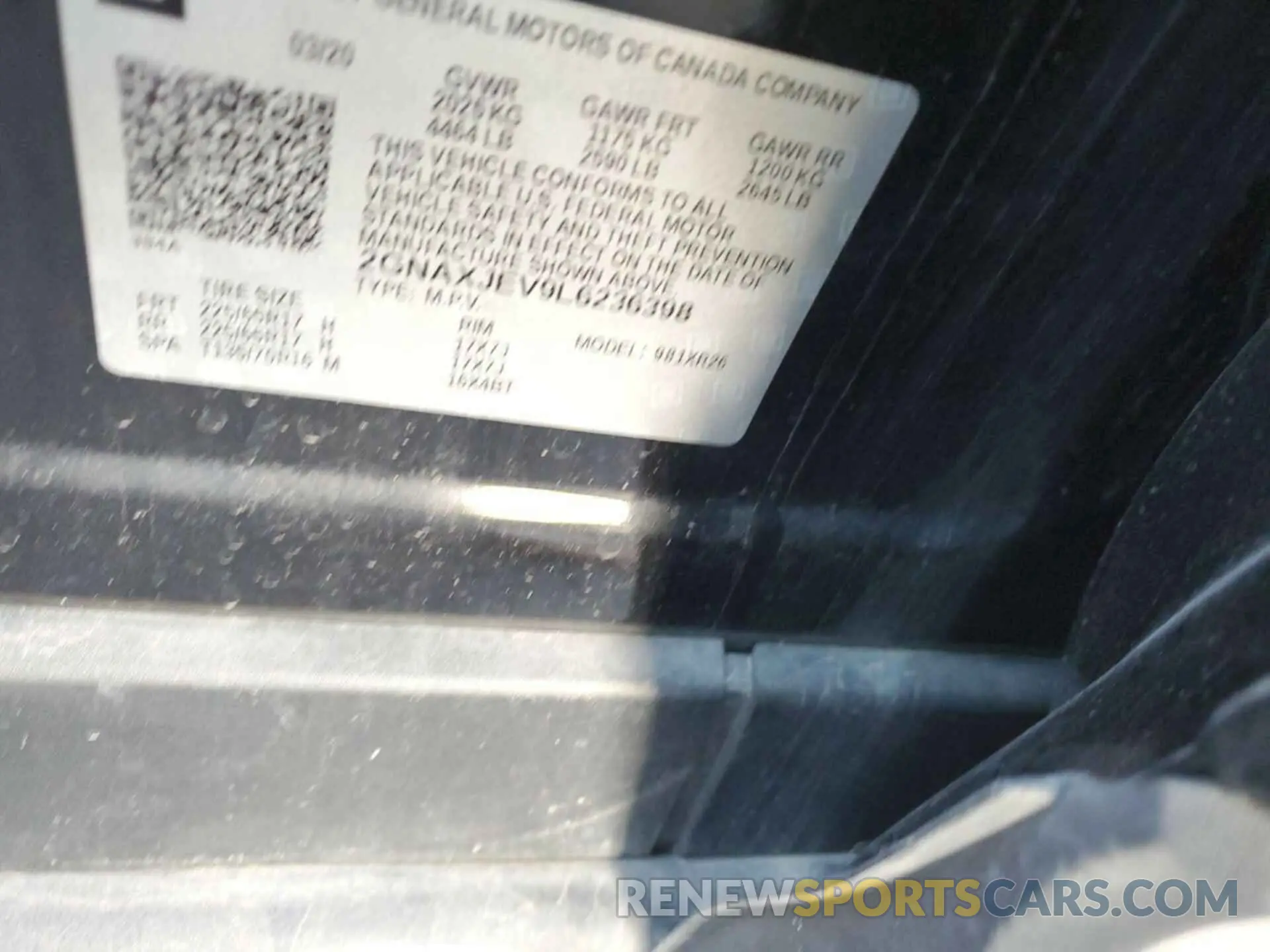 10 Photograph of a damaged car 2GNAXJEV9L6236398 CHEVROLET EQUINOX 2020