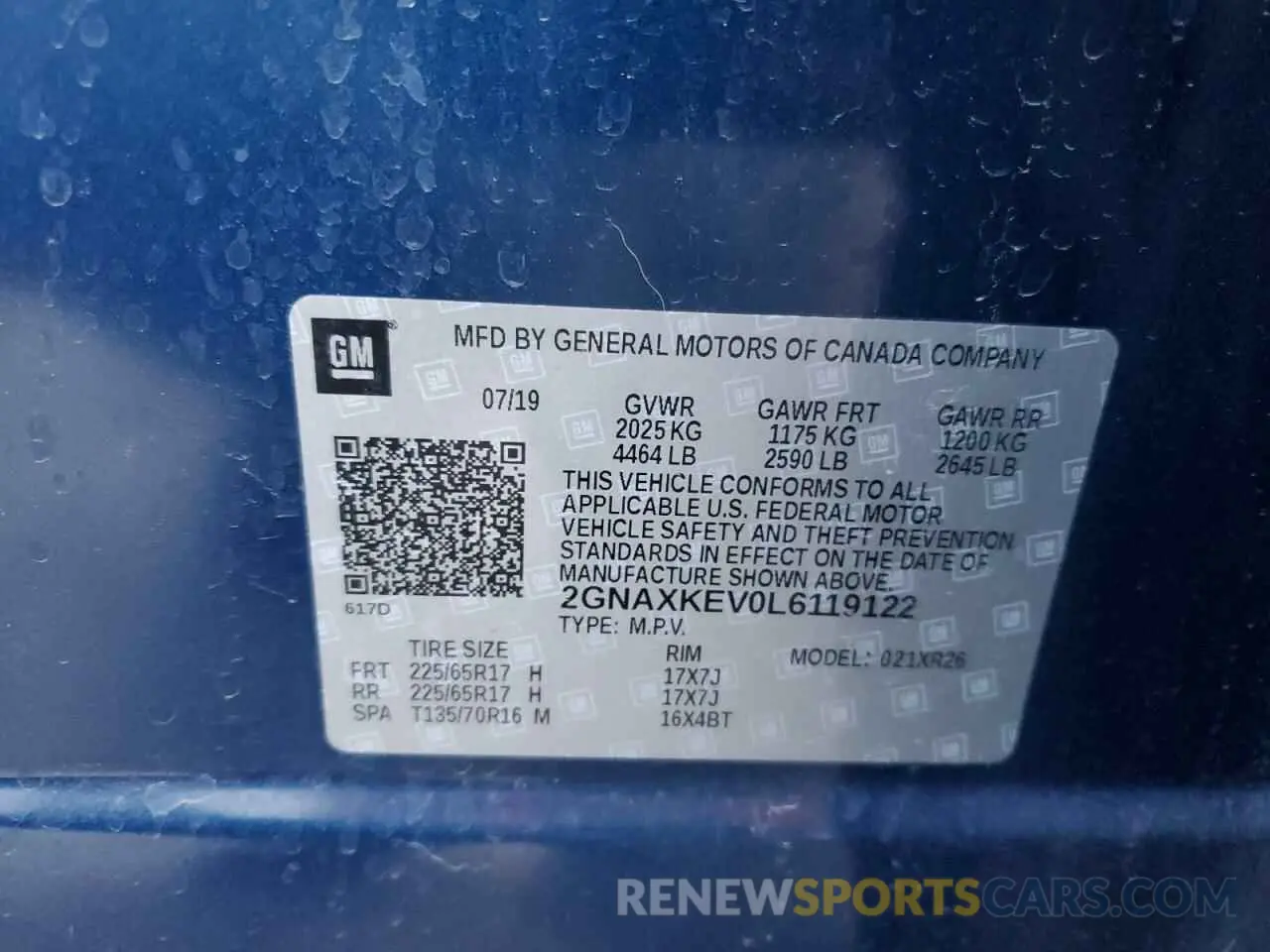 12 Photograph of a damaged car 2GNAXKEV0L6119122 CHEVROLET EQUINOX 2020