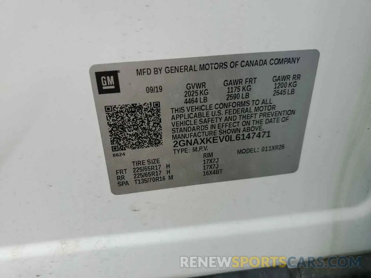 14 Photograph of a damaged car 2GNAXKEV0L6147471 CHEVROLET EQUINOX 2020