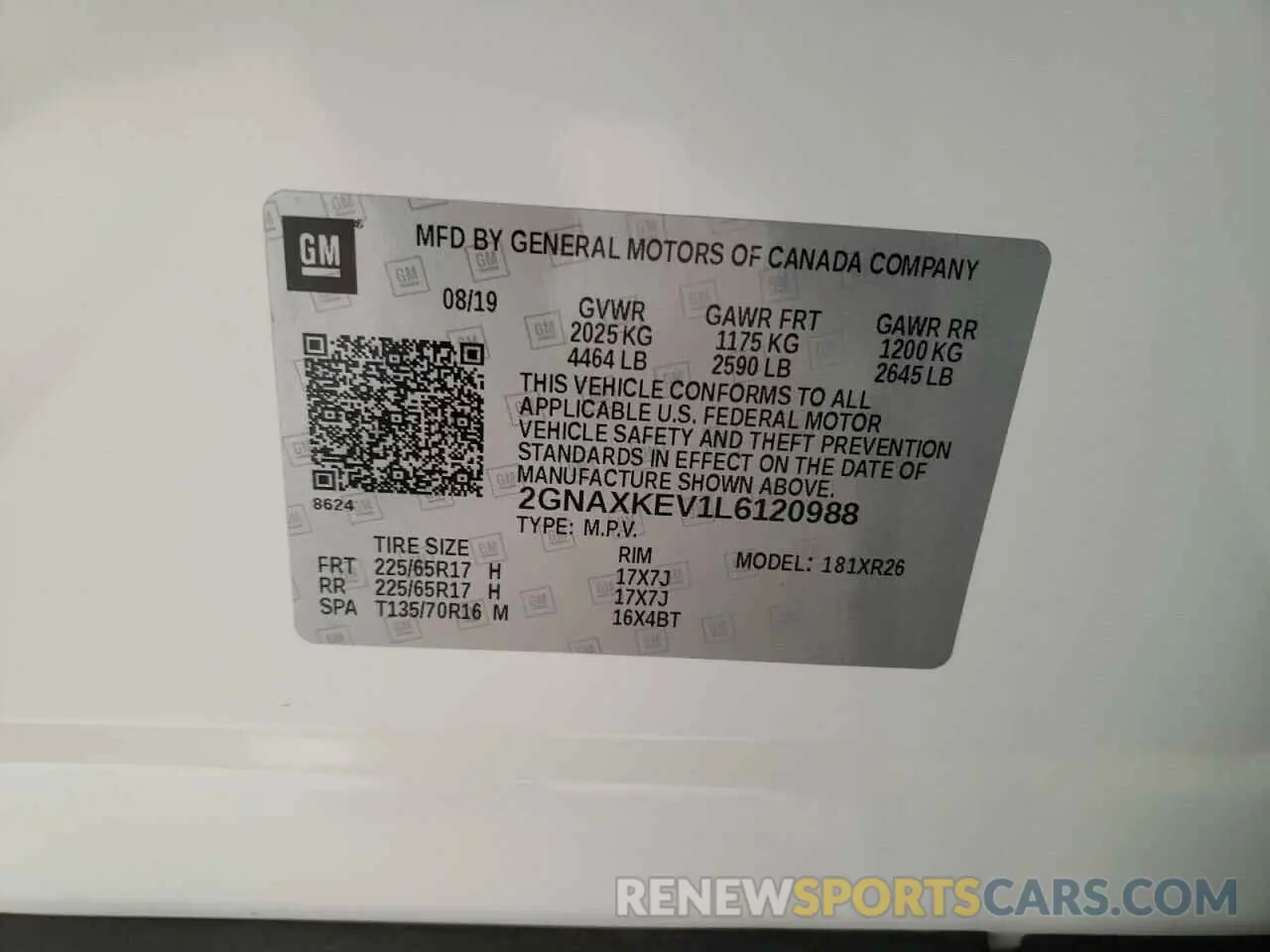 15 Photograph of a damaged car 2GNAXKEV1L6120988 CHEVROLET EQUINOX 2020