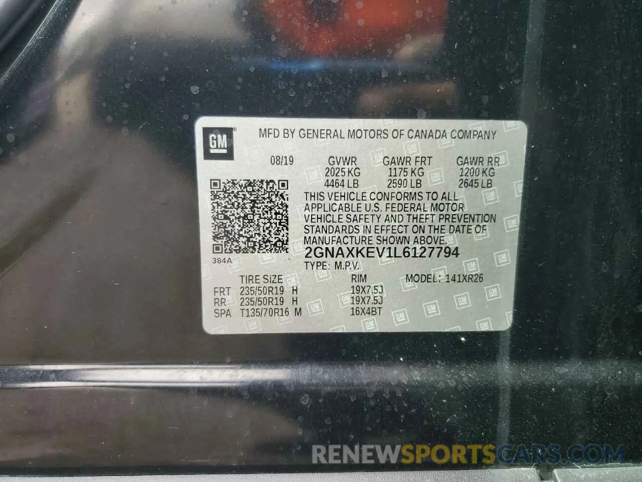 13 Photograph of a damaged car 2GNAXKEV1L6127794 CHEVROLET EQUINOX 2020