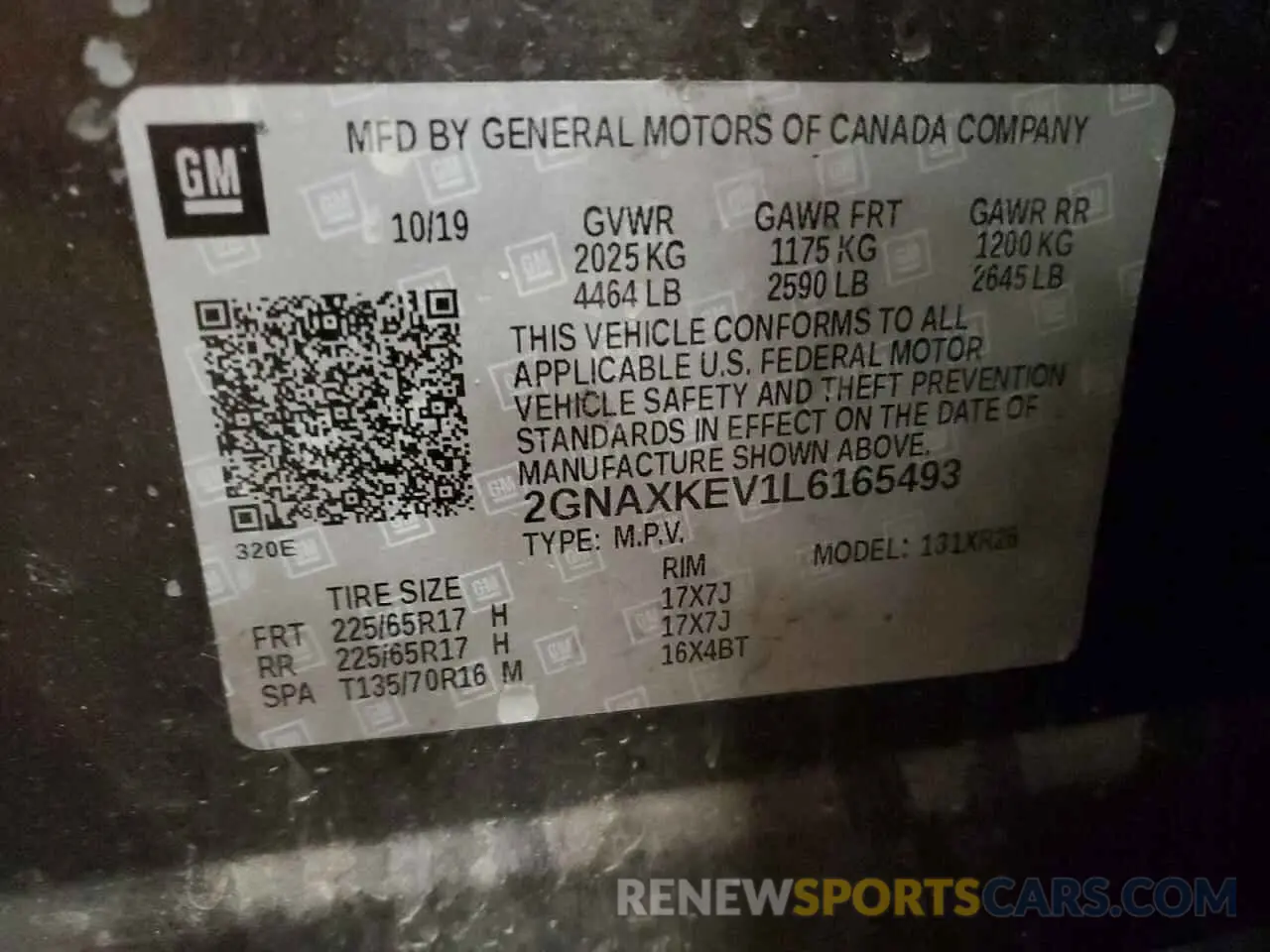 13 Photograph of a damaged car 2GNAXKEV1L6165493 CHEVROLET EQUINOX 2020