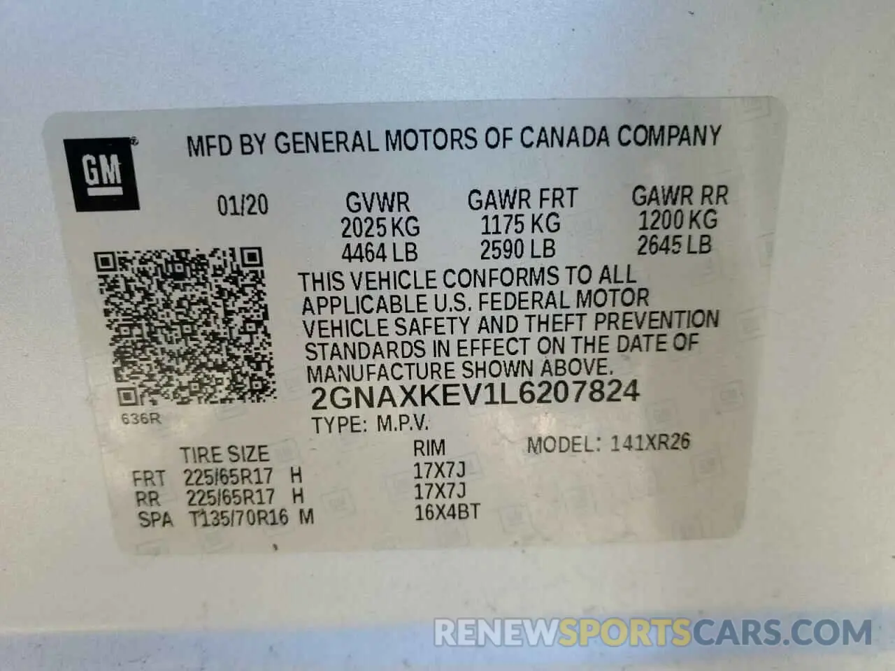 13 Photograph of a damaged car 2GNAXKEV1L6207824 CHEVROLET EQUINOX 2020
