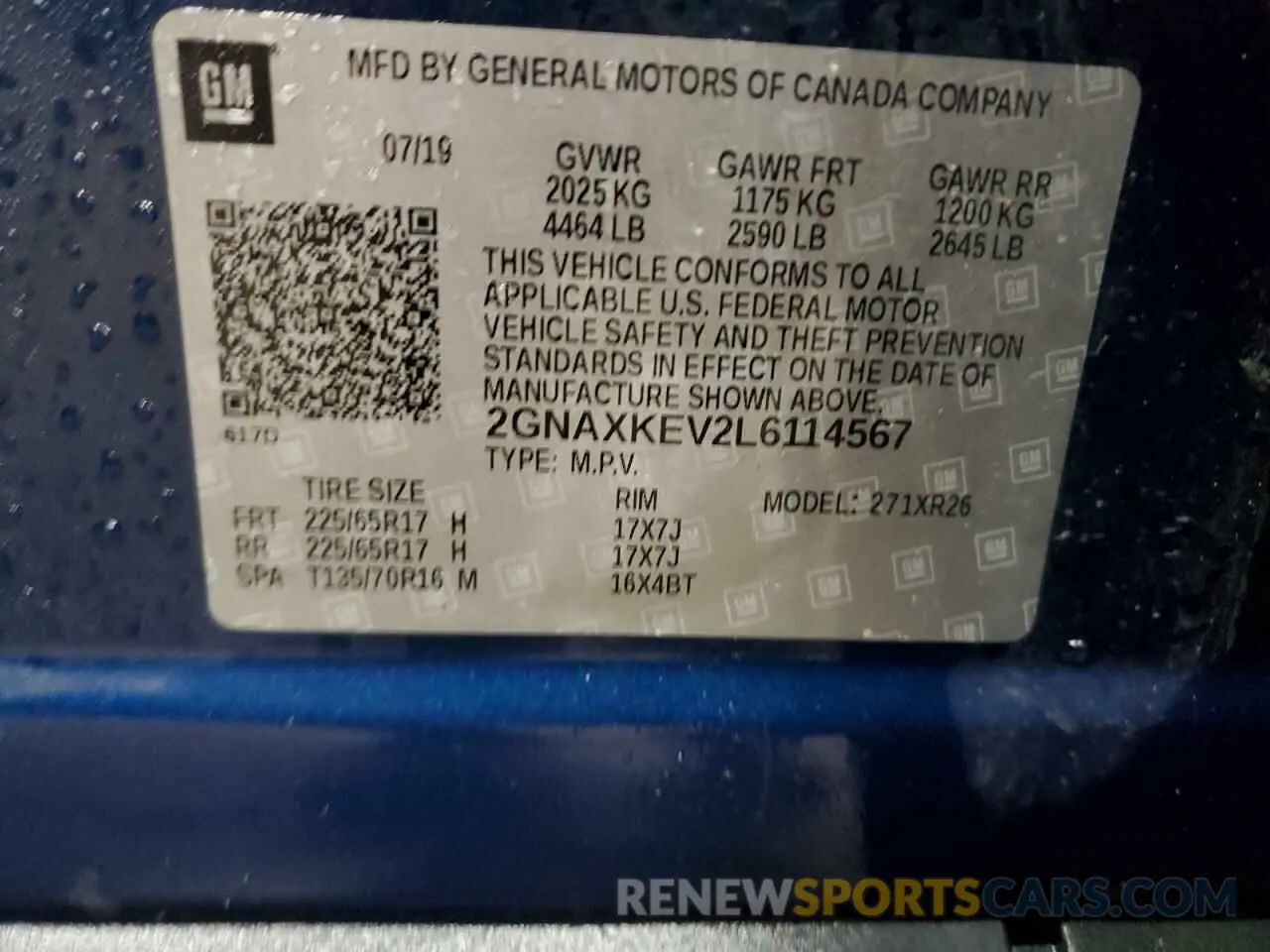 13 Photograph of a damaged car 2GNAXKEV2L6114567 CHEVROLET EQUINOX 2020