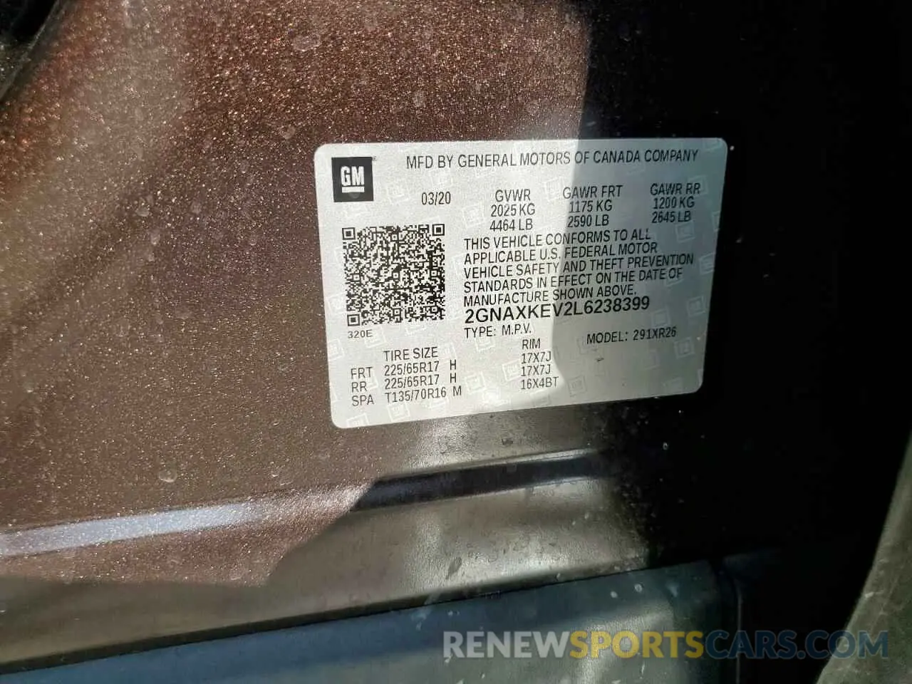 13 Photograph of a damaged car 2GNAXKEV2L6238399 CHEVROLET EQUINOX 2020