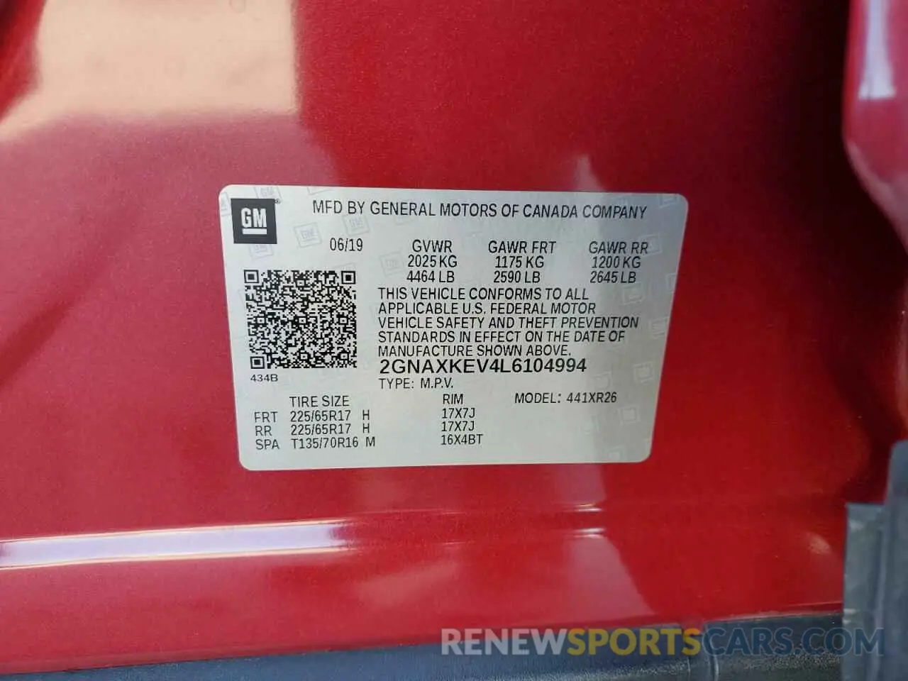 13 Photograph of a damaged car 2GNAXKEV4L6104994 CHEVROLET EQUINOX 2020