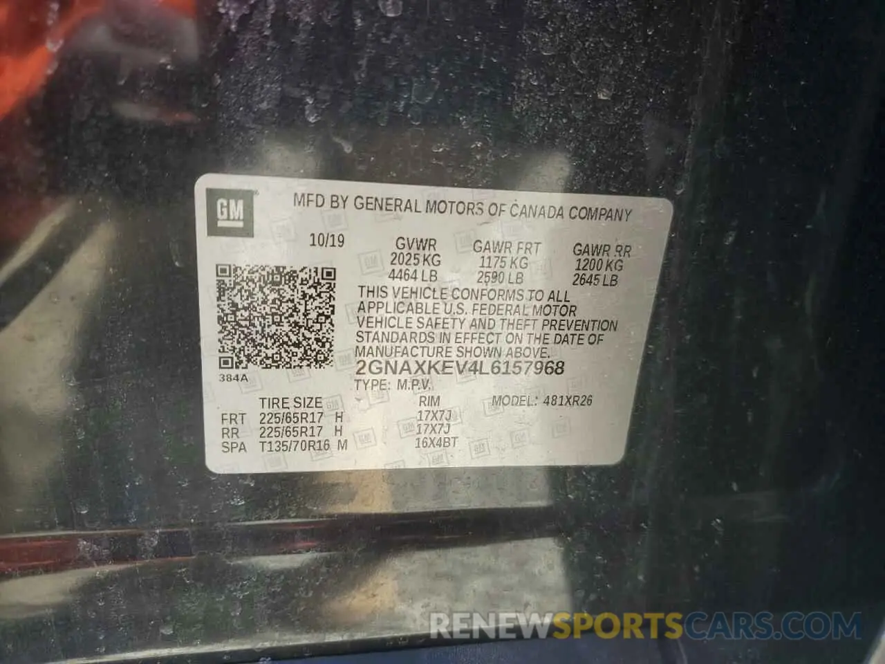 14 Photograph of a damaged car 2GNAXKEV4L6157968 CHEVROLET EQUINOX 2020