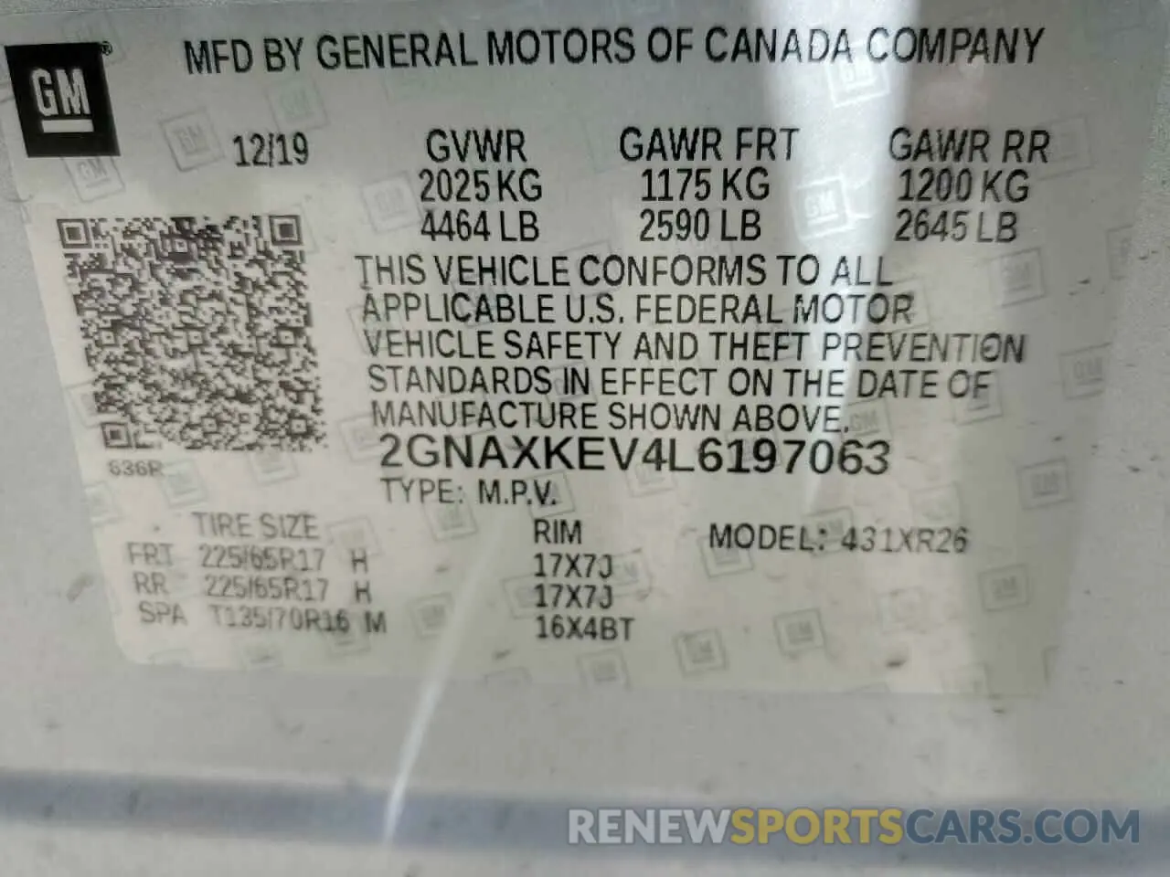 13 Photograph of a damaged car 2GNAXKEV4L6197063 CHEVROLET EQUINOX 2020