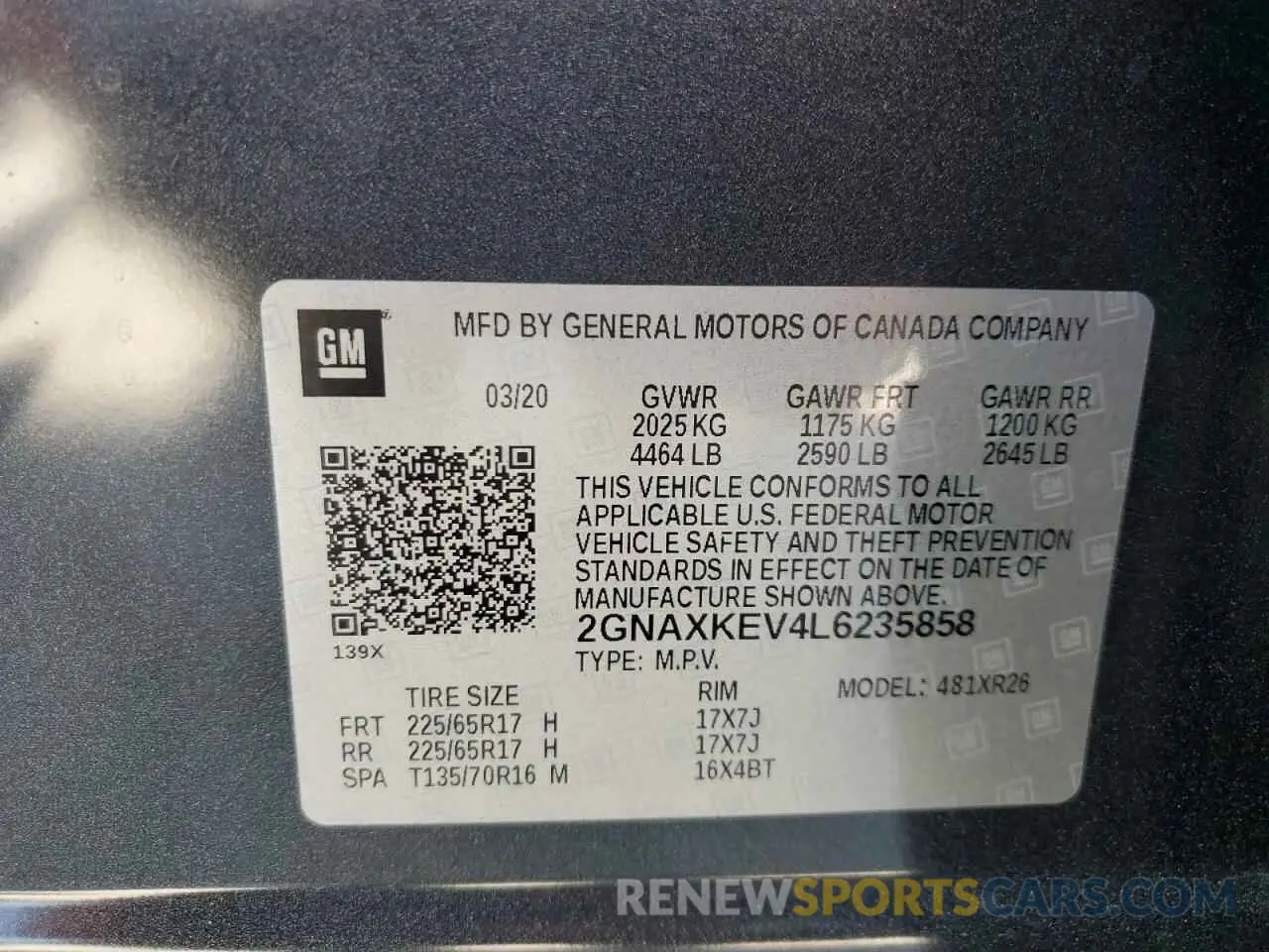 15 Photograph of a damaged car 2GNAXKEV4L6235858 CHEVROLET EQUINOX 2020