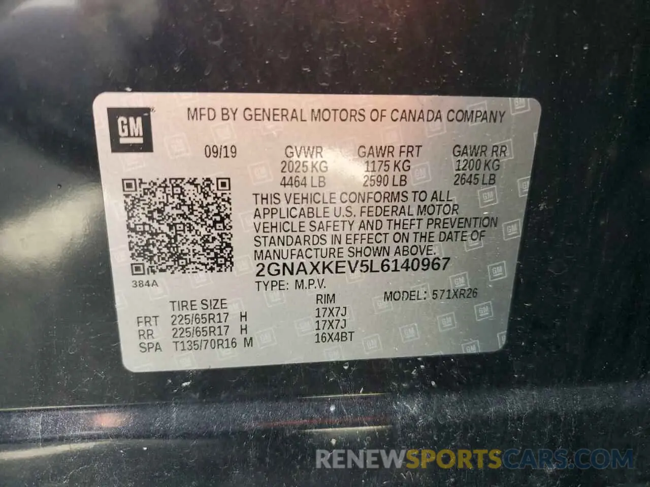 13 Photograph of a damaged car 2GNAXKEV5L6140967 CHEVROLET EQUINOX 2020