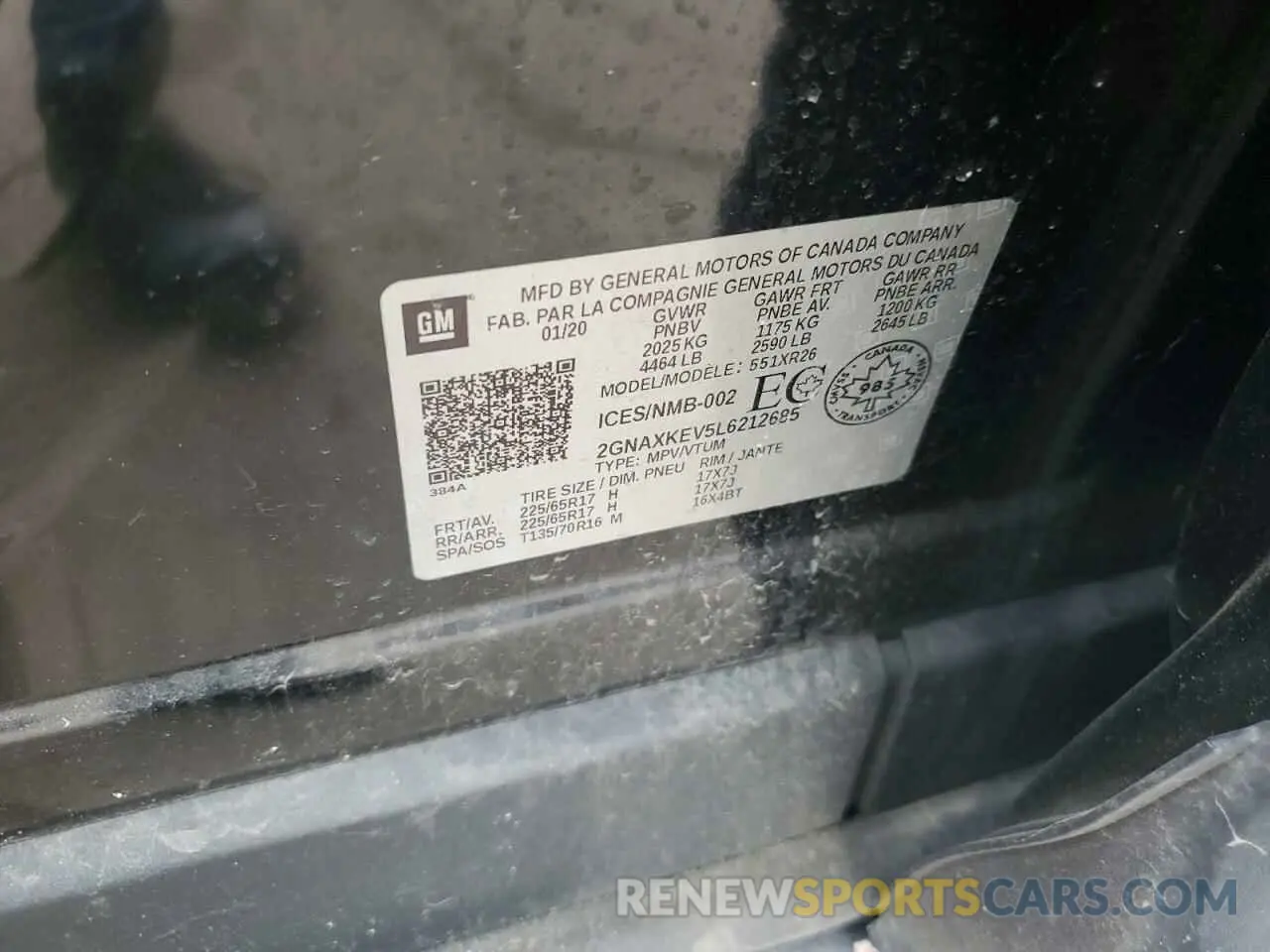 12 Photograph of a damaged car 2GNAXKEV5L6212685 CHEVROLET EQUINOX 2020