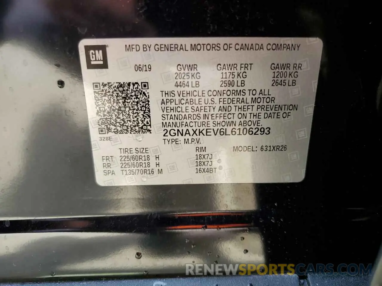 13 Photograph of a damaged car 2GNAXKEV6L6106293 CHEVROLET EQUINOX 2020