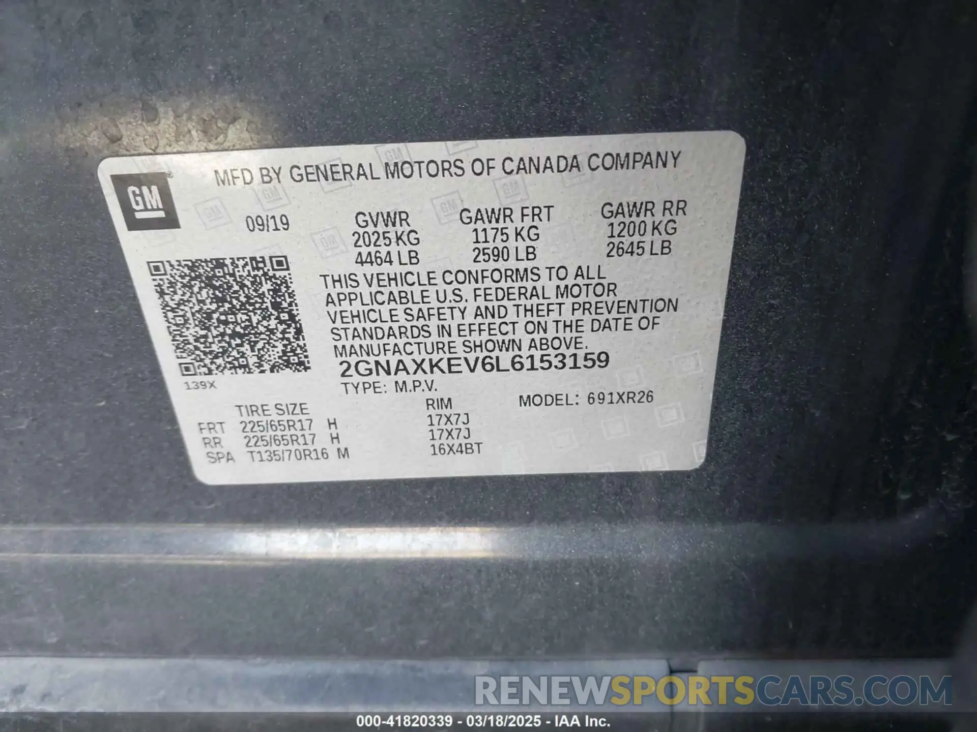 9 Photograph of a damaged car 2GNAXKEV6L6153159 CHEVROLET EQUINOX 2020