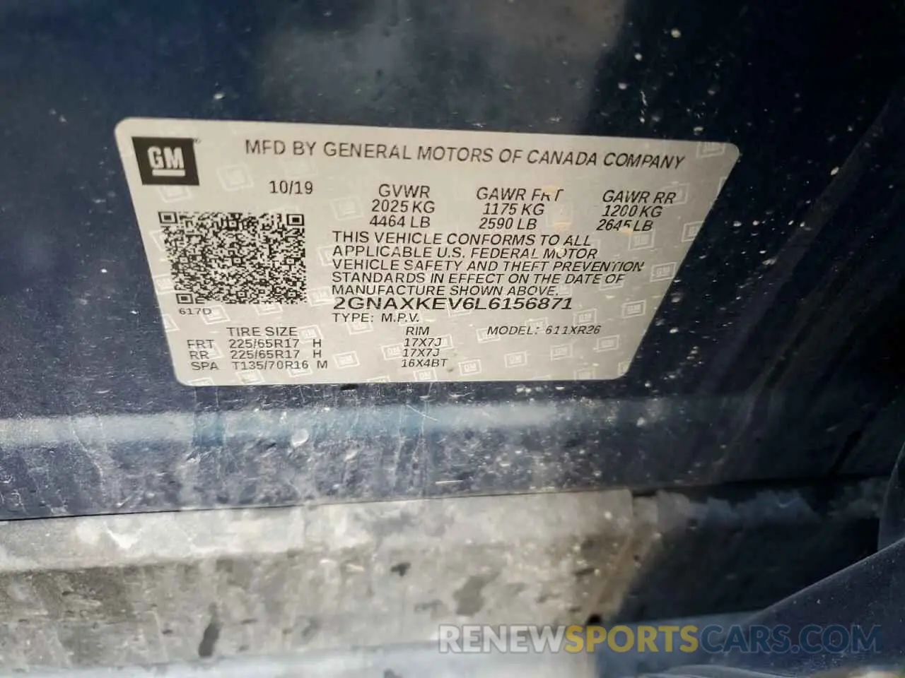 14 Photograph of a damaged car 2GNAXKEV6L6156871 CHEVROLET EQUINOX 2020