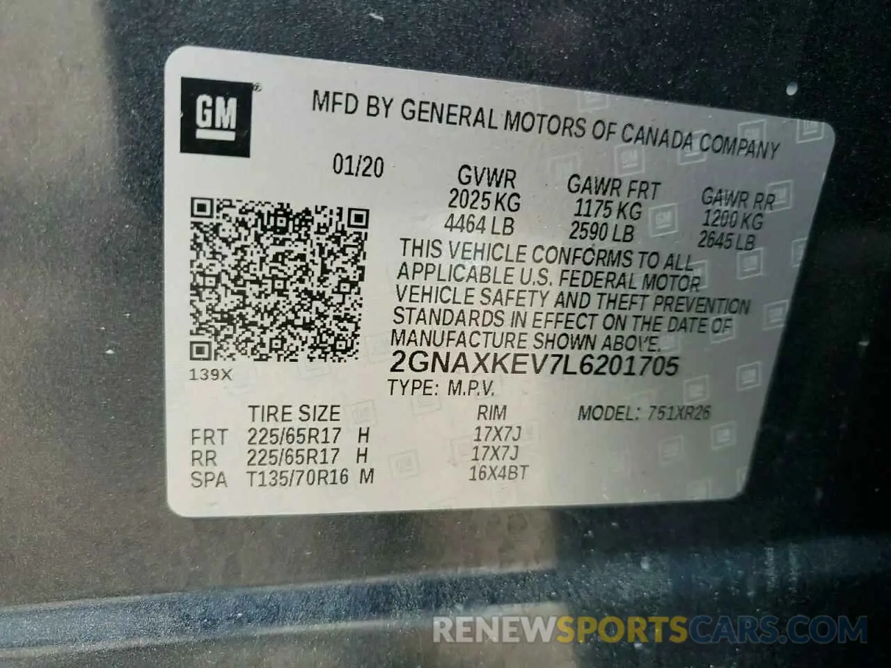 13 Photograph of a damaged car 2GNAXKEV7L6201705 CHEVROLET EQUINOX 2020