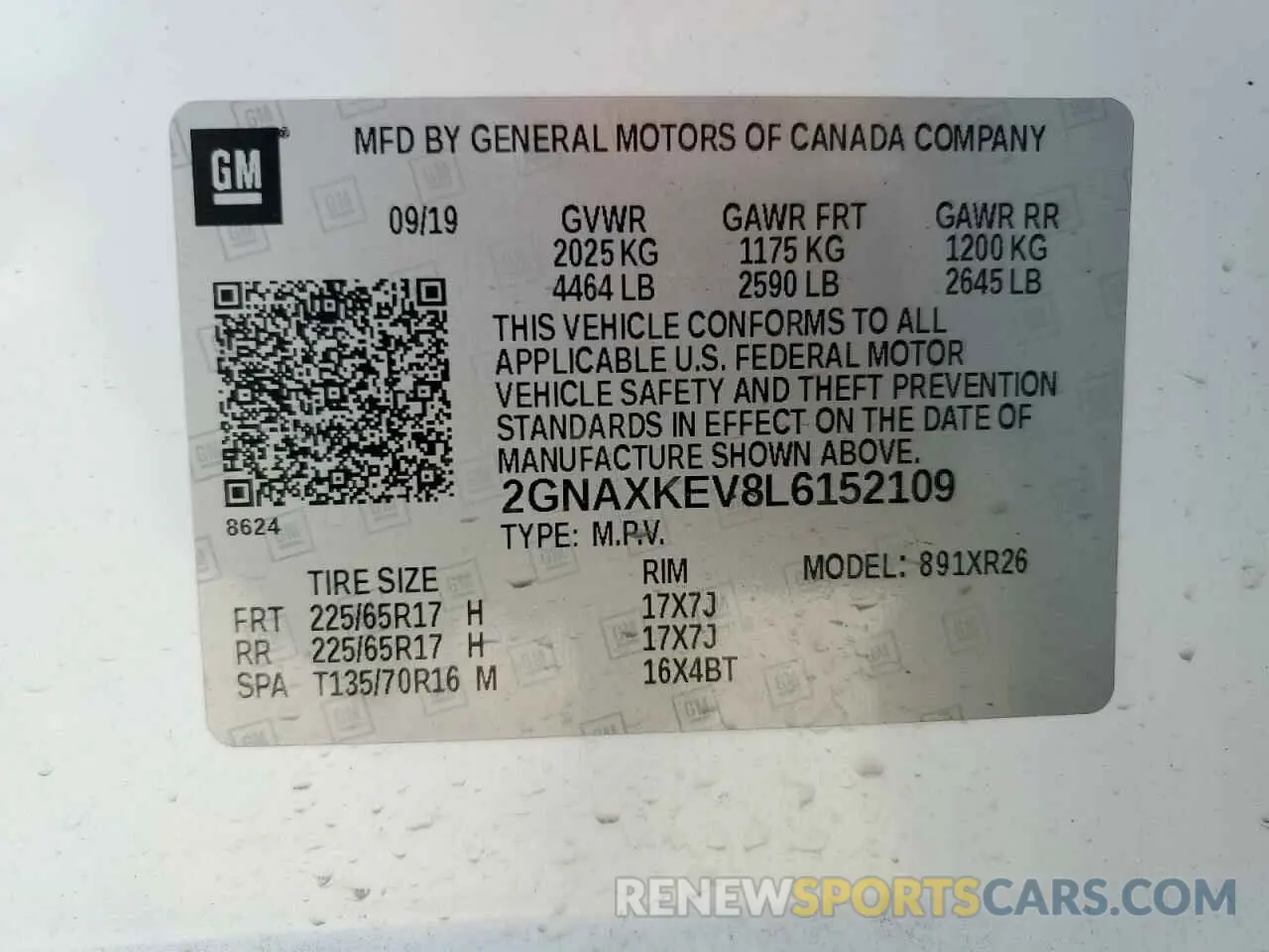 13 Photograph of a damaged car 2GNAXKEV8L6152109 CHEVROLET EQUINOX 2020